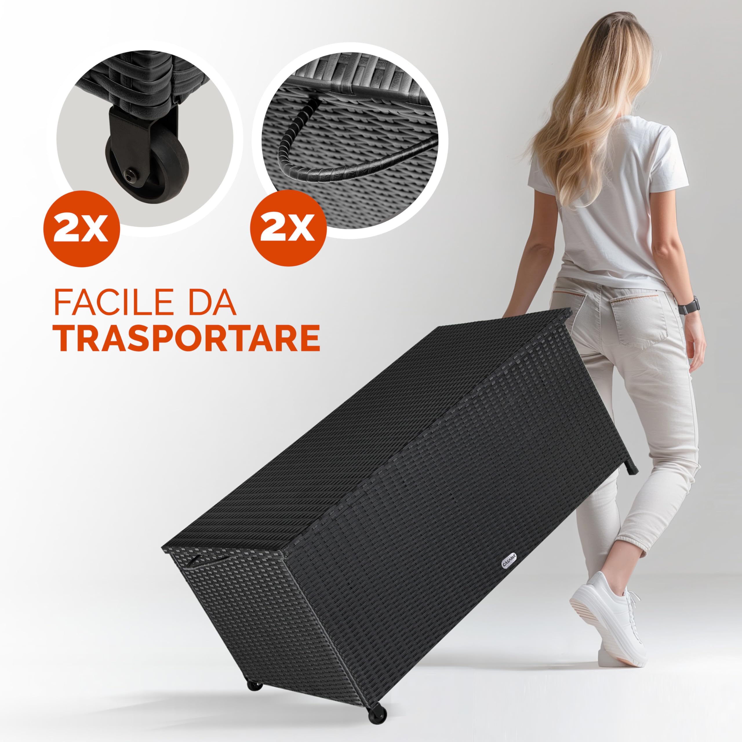 Casaria Baule da Esterno XXL 117x53x60cm 270L Impermeabile Resistente Contenitore Giardino