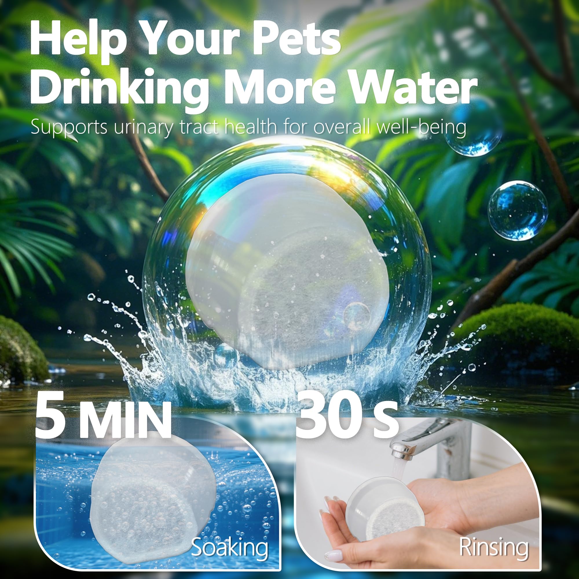 Filtro de carbono de repuesto para fuente de agua para gatos compatible con PetSafe Drinkwell de cerámica y acero inoxidable para mascotas, para perros y gatos con filtros de espuma de