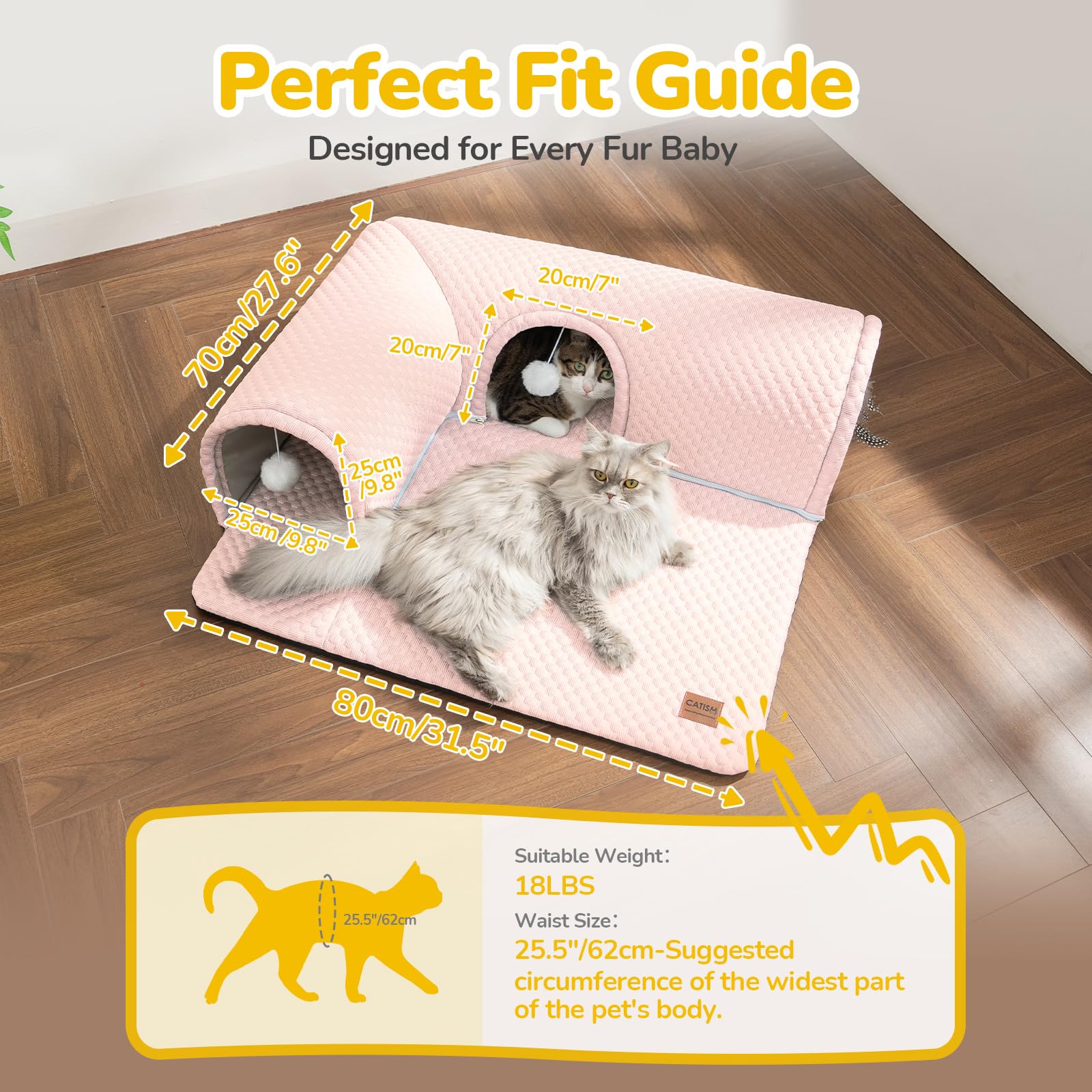 Tunnel Per Gatti CATISM - Con Materassino, Palla E Grotta, 80x70cm, Pieghevole, Per Gioco E Riposo - Foto 13