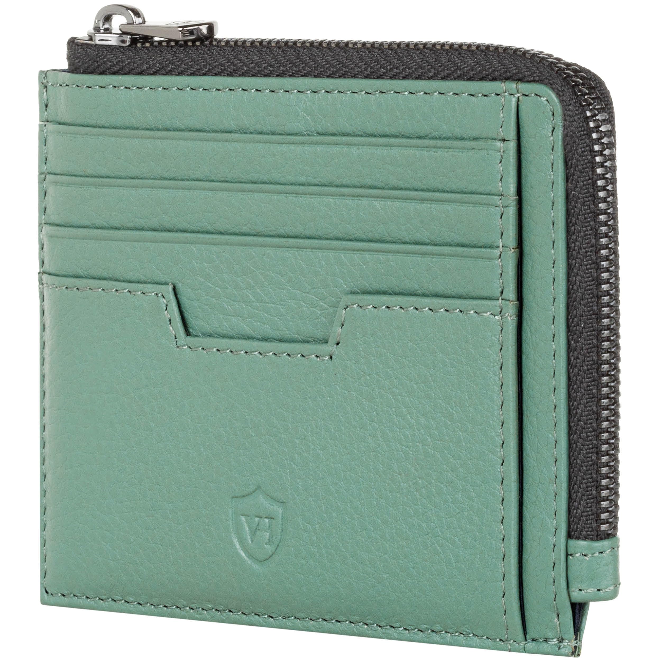 VON HEESEN Leder Kartenetui Geldbörse Herren & Damen Kreditkartenetui (Medium, Türkis (Silver Pine))