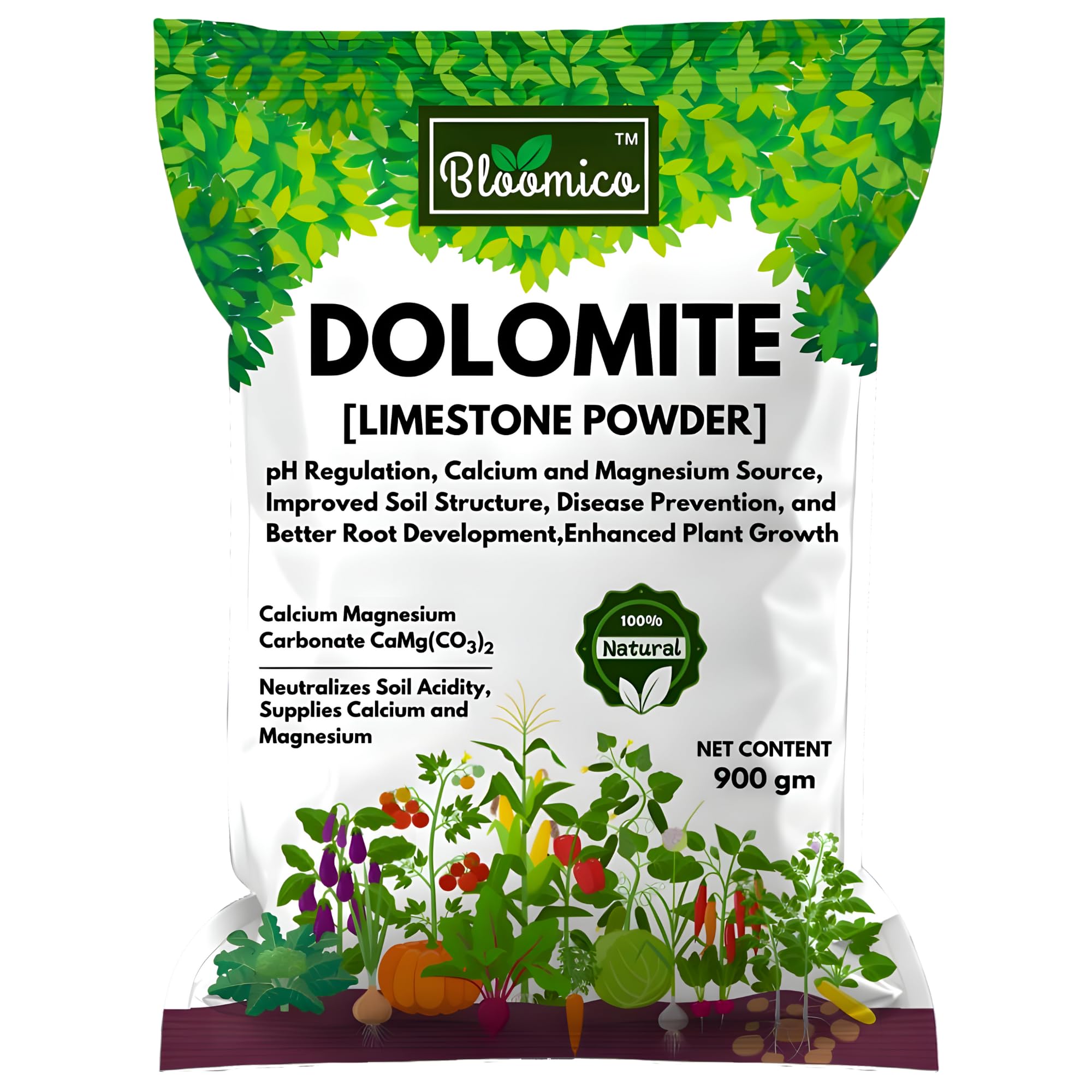Bloomico Dolomite Powder for Plants - (Limestone Powder) 900gm | Natural Calcium & Magnesium Carbonate for Soil Health & pH Balancing | Ideal for Home Garden and Indoor & Outdoor Plants - (900 grams)
