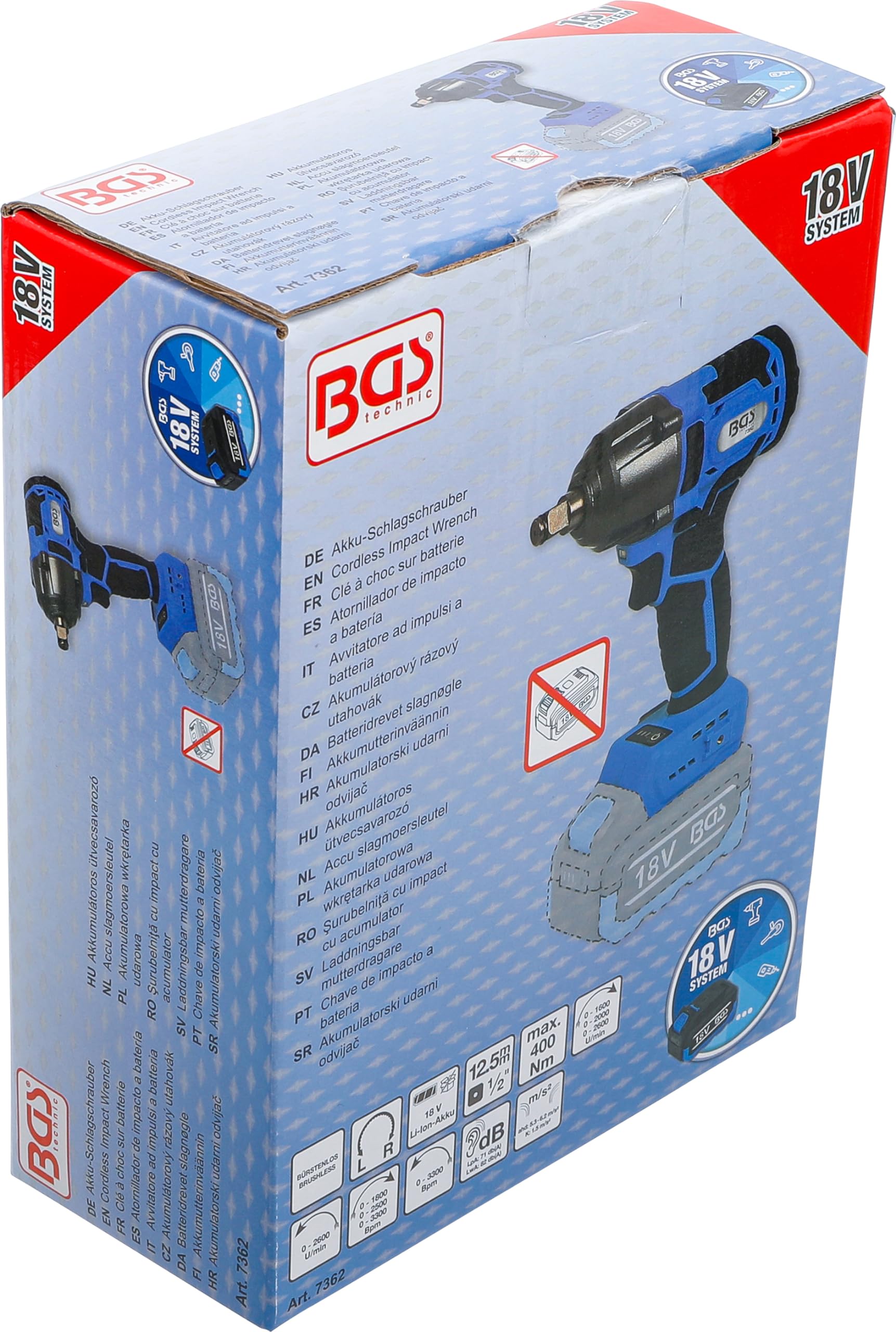 BGS 7362 | Avvitatore ad impulsi a batteria | senza spazzole | 12,5 mm (1/2") | 400 Nm | 18 V | senza batteria