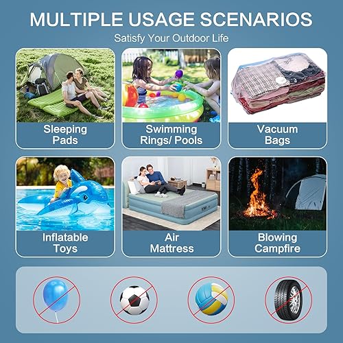 Miniatura 3 de XINBAOHONG Mini aire portátil camping luz pequeña infladorbomba deflator con batería de 4000 mAh USB recargable para flotadores de piscina, cama de