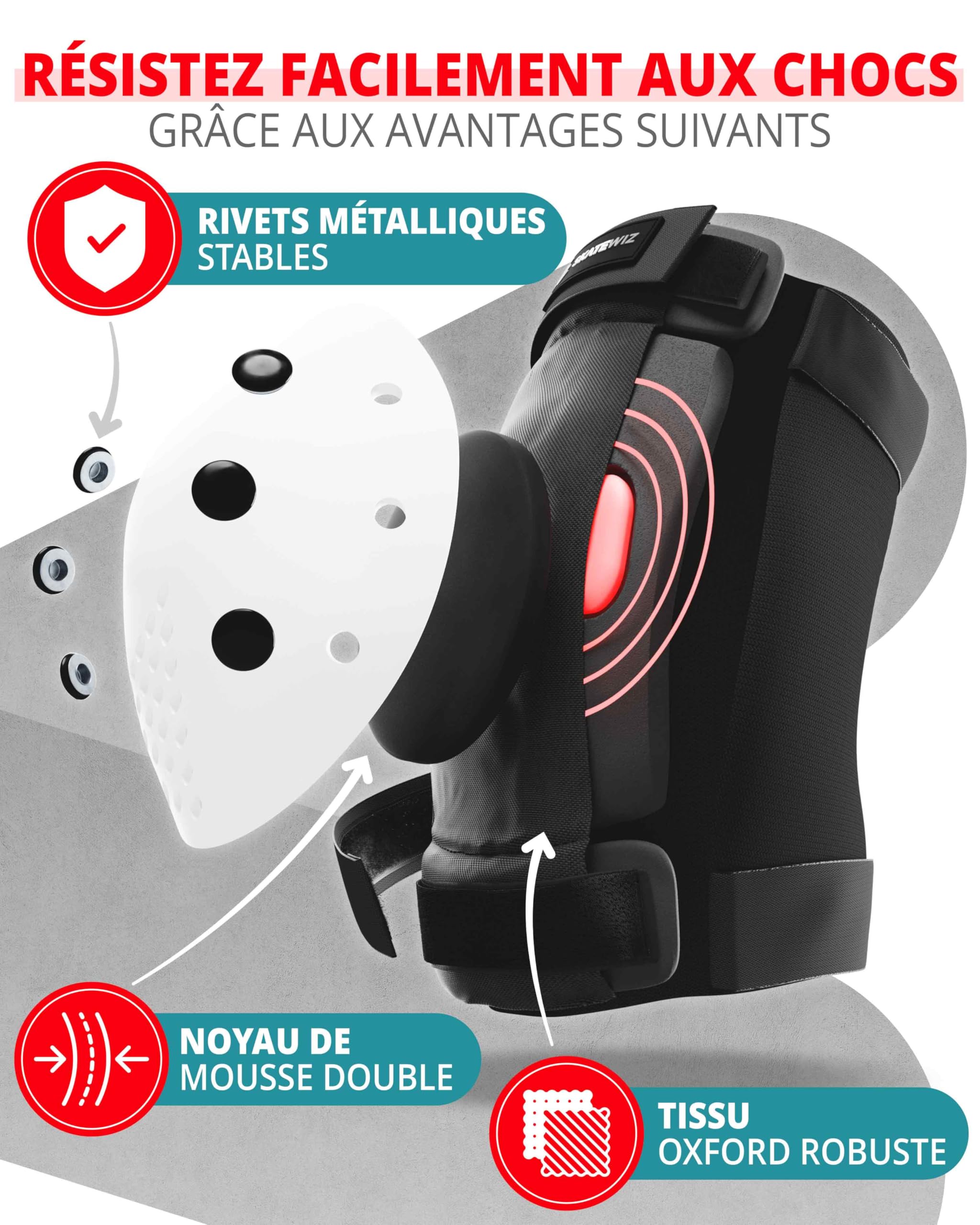 SKATEWIZ Protection Roller Enfant & Adulte pour Skateboard, BMX, Velo - Smash - Patins à roulettes [6pc] - Genouillère Enfant Skate - 5