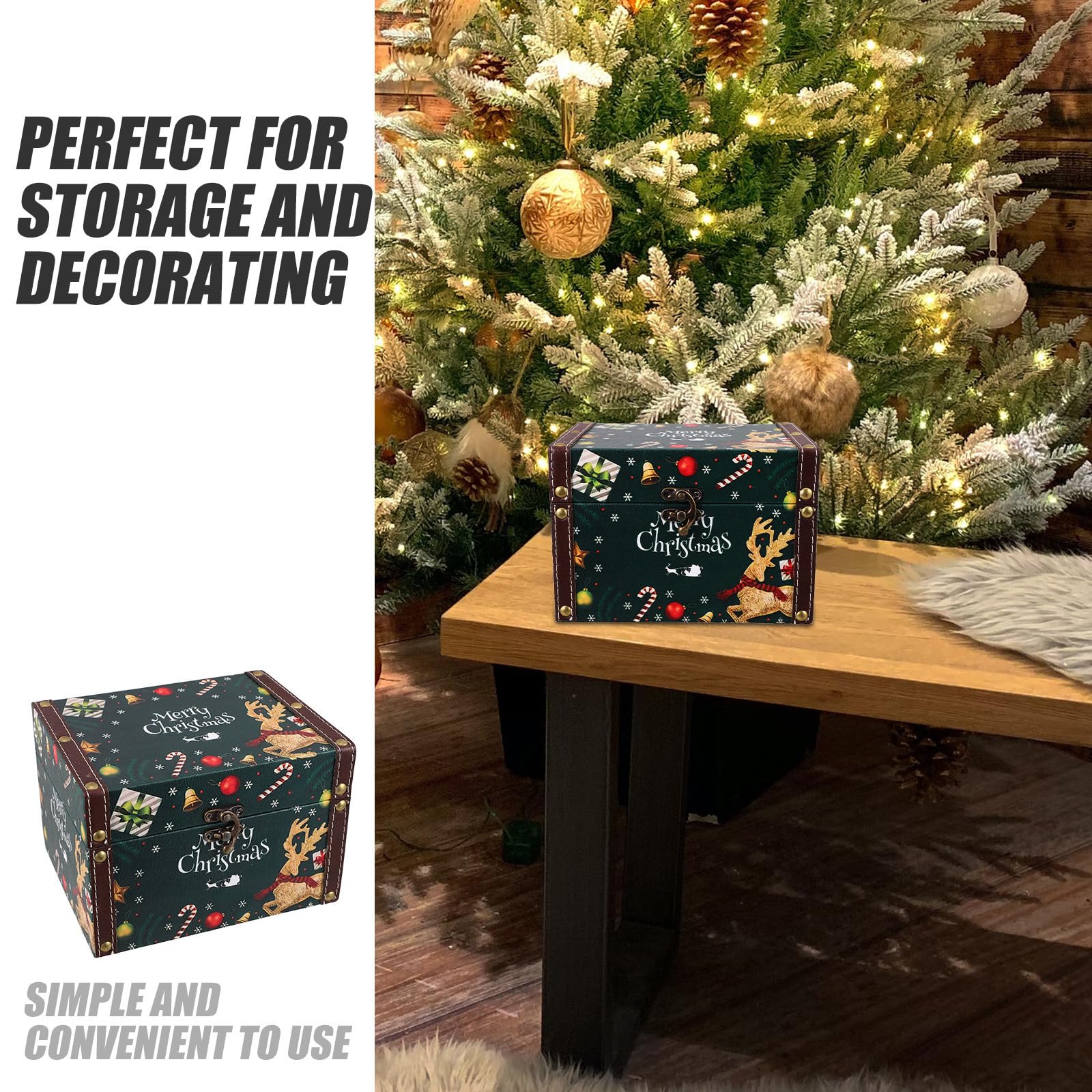 Toyvian 3 Stück Weihnachtskiste für Süßigkeiten und Schmuck, Vintage | Große Kapazität, Dekorative Kasten im Antik Look, für Feiertage und Deko, Organisiert Kleinteile