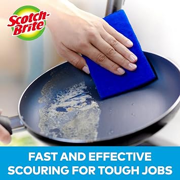 Scotch-Brite Zero Scratch Scour Pad, 3 Scrubbing Pads, Non-Scratch Scouring Pads for Kitchen and Dish Cleaning (Pack of 2)