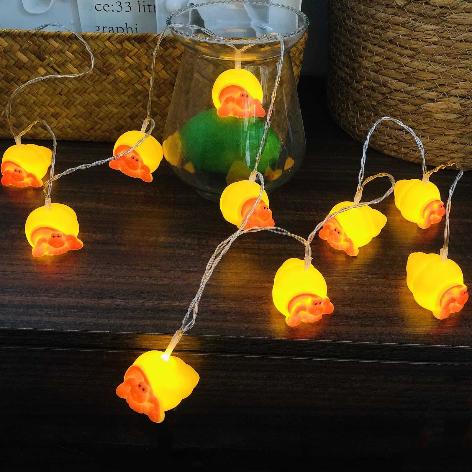 10 LED Hermit Crab Fairy Lights 1.65m Length Crab String Lights Warm White Battery Operated Bedroom Children Room Decor Chain of Lights (Hermit Crab)