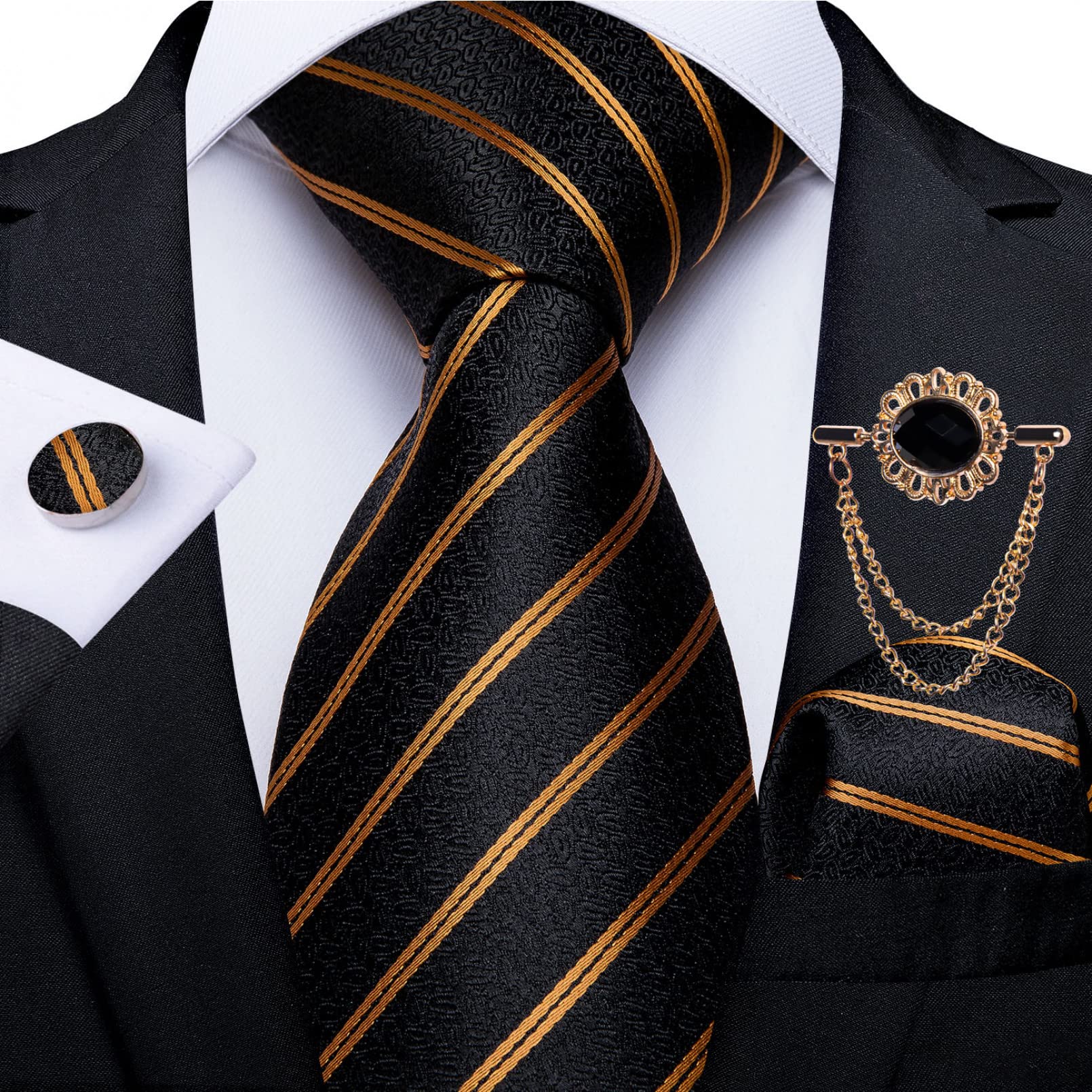 Corbata de los hombres Corbata azul Paisley Floral Hombres Negocios Corbata 8cm Ancho Seda Corbata Broche Set Regalo de los Hombres