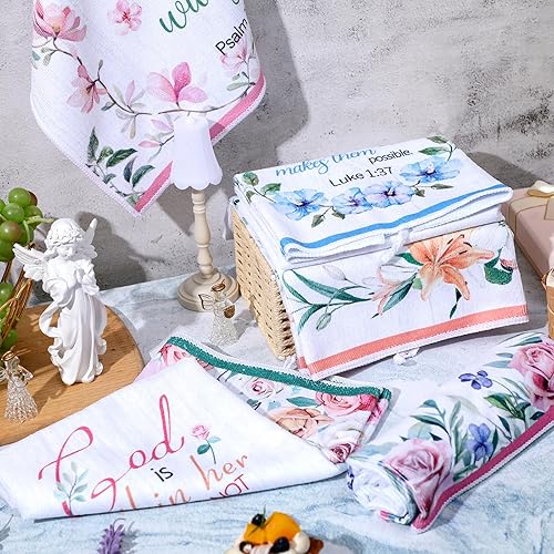 Miniatura 4 de 6 toallas de cocina de invierno con diseño floral absorbente para barra de té, paño de secado a mano, toallas de cocina de Navidad, paños de cocina