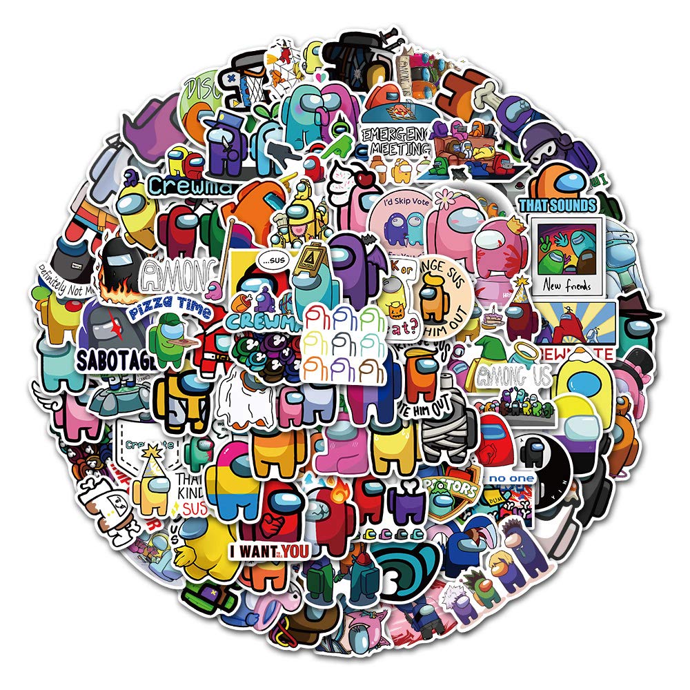 Aerial pavilion 100 Pcs Among Us Stickers for Laptop Game Theme Stickers Decals Waterproof Water Bottle Stickers for Motorcycle Bicycle Skateboard Luggage Decal Graffiti Patches