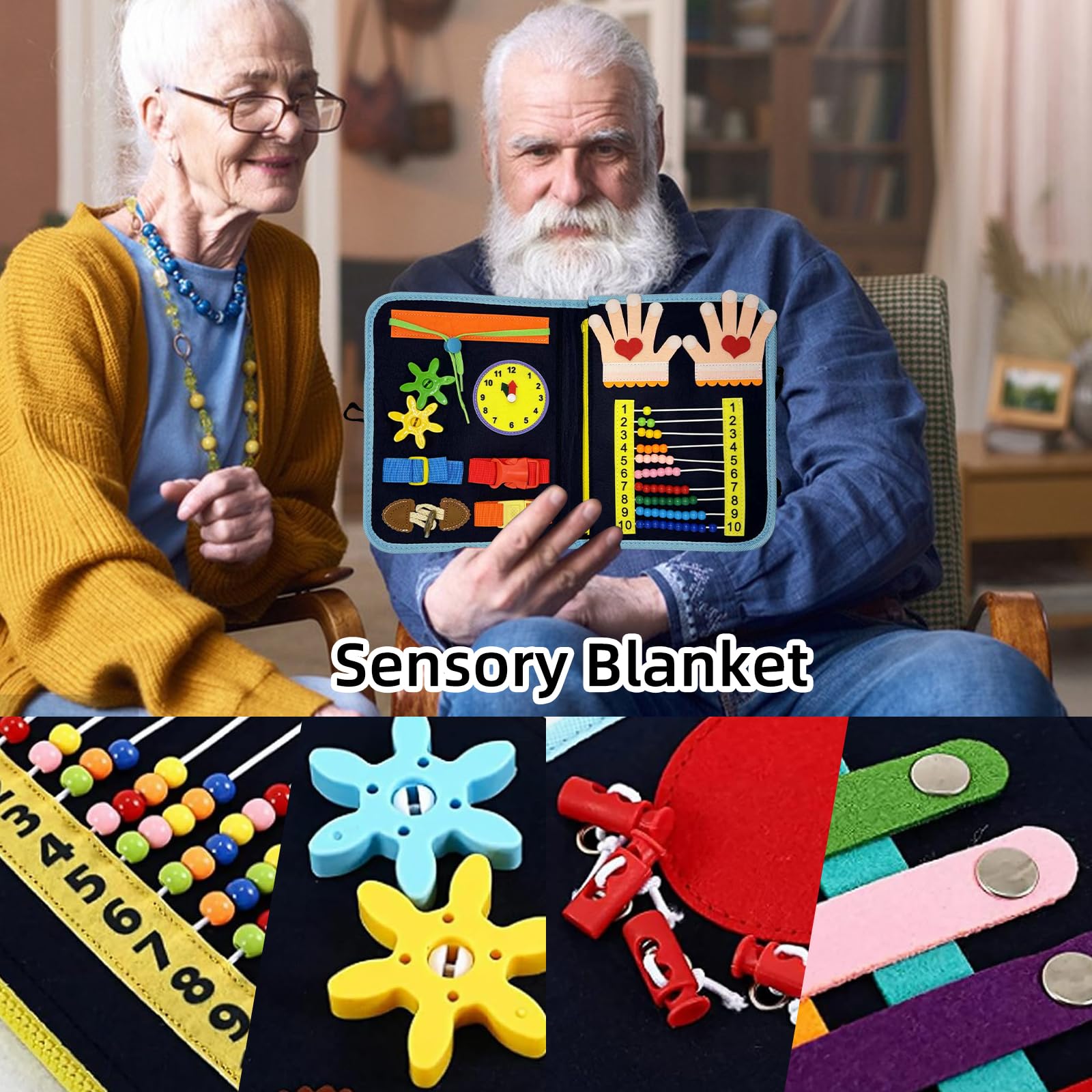 Dado sensoriale, scheda di apprendimento, legare scarpe, bottoni, coperta di movimento
