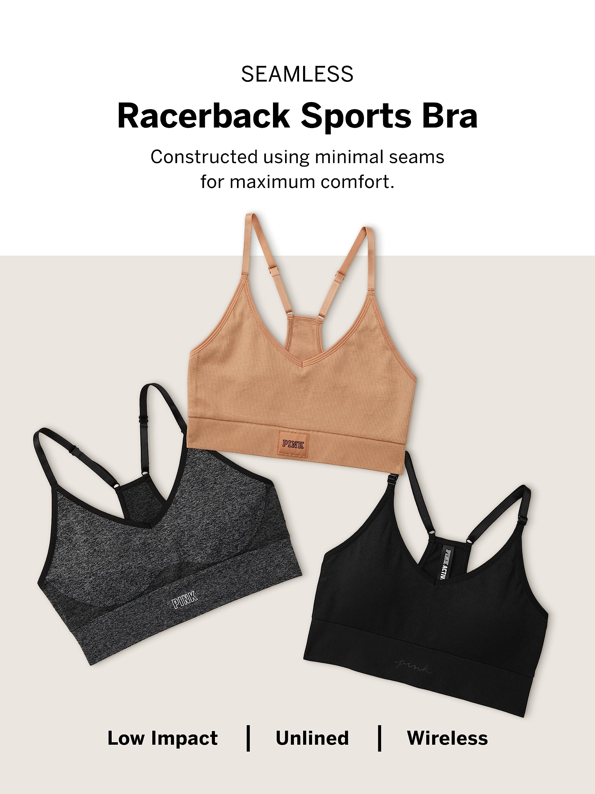 Victorias Secretpink Seamless Racerback Sports Bra Low Impact