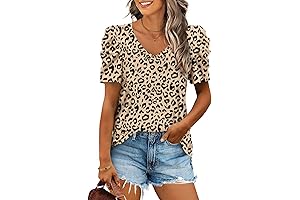 Summer Classic Casual V-Neck Leopard Print Floral Top Women