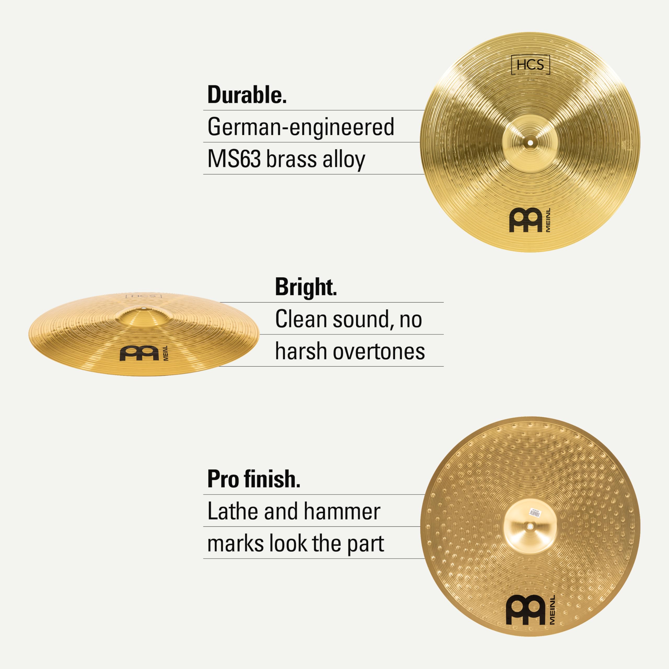 Meinl Cymbals HCS Ride — 22 Zoll (Video) Schlagzeug Becken (55,88cm) Messing, Traditionelles Finish (HCS22R)