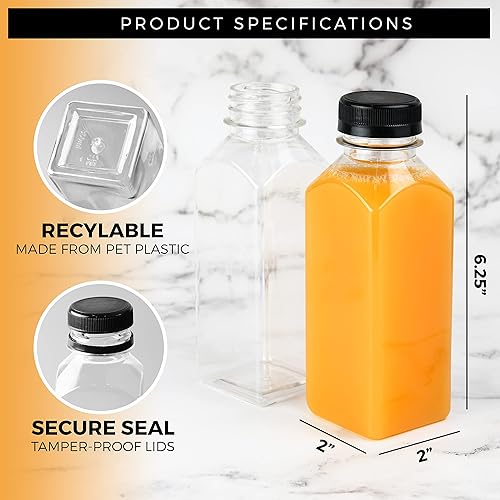 Miniatura 2 de NYHI Botellas de jugo de plástico transparente con tapas a prueba de manipulaciones recipientes vacíos reutilizables con tapas para jugos batidos