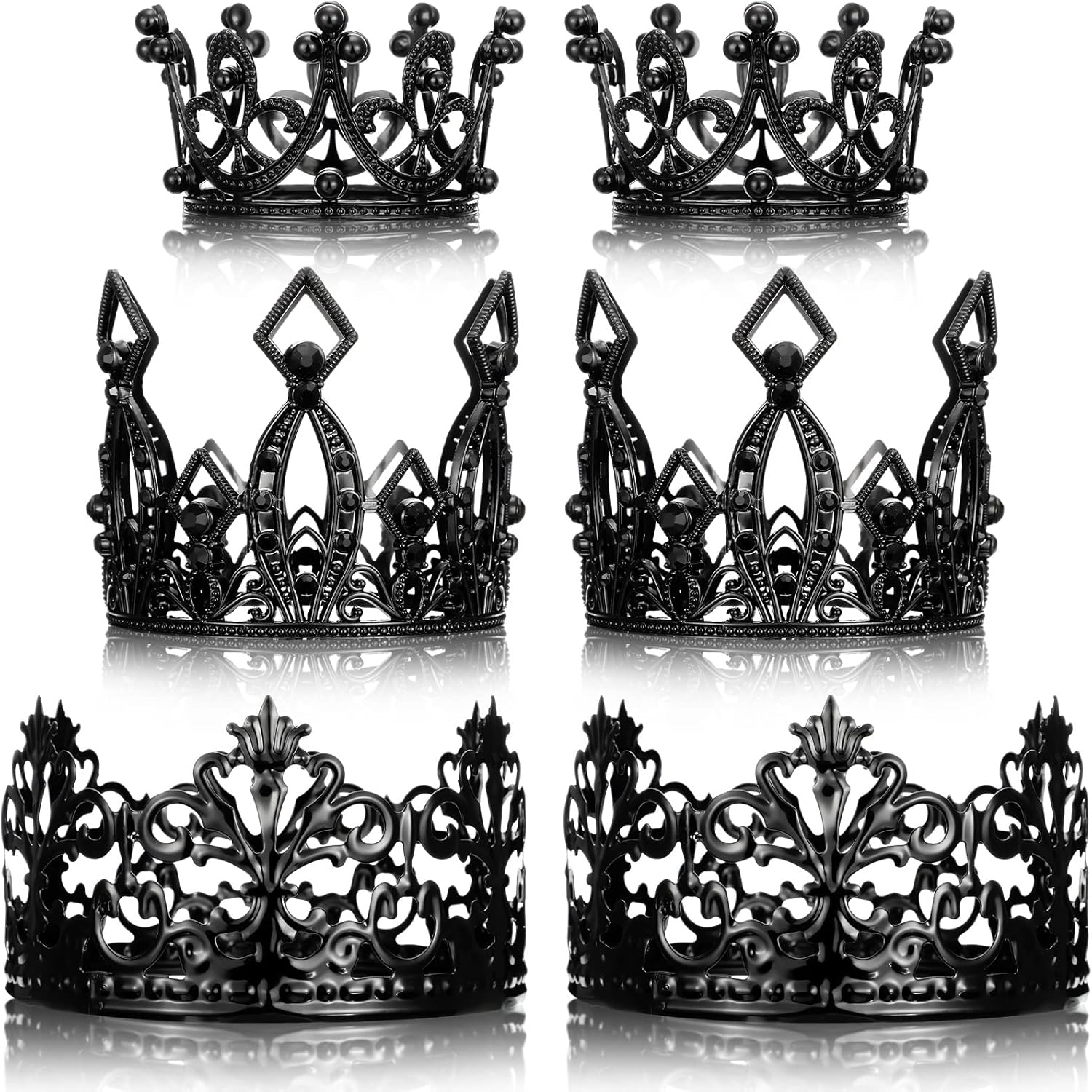 Blulu 6 Pieces Crown Cake Topper Birthday Mini Crown Cake