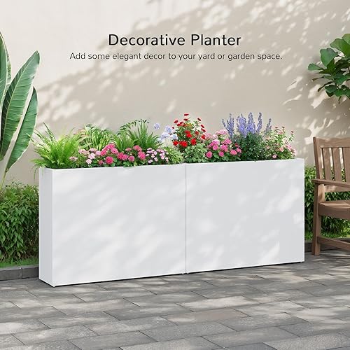 Miniatura 7 de Stoog Macetas grandes de 38 pulgadas para plantas al aire libre, caja rectangular de metal para todo tipo de clima con estante extraíble y diseño