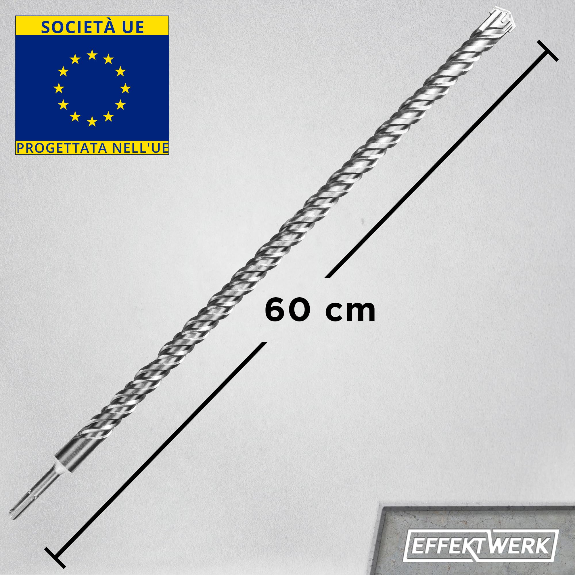 Punta da trapano SDS Plus da 600 mm, testa con punta in tungsteno con bordi a taglio trasversale per muratura in calcestruzzo, mattoni e pietra