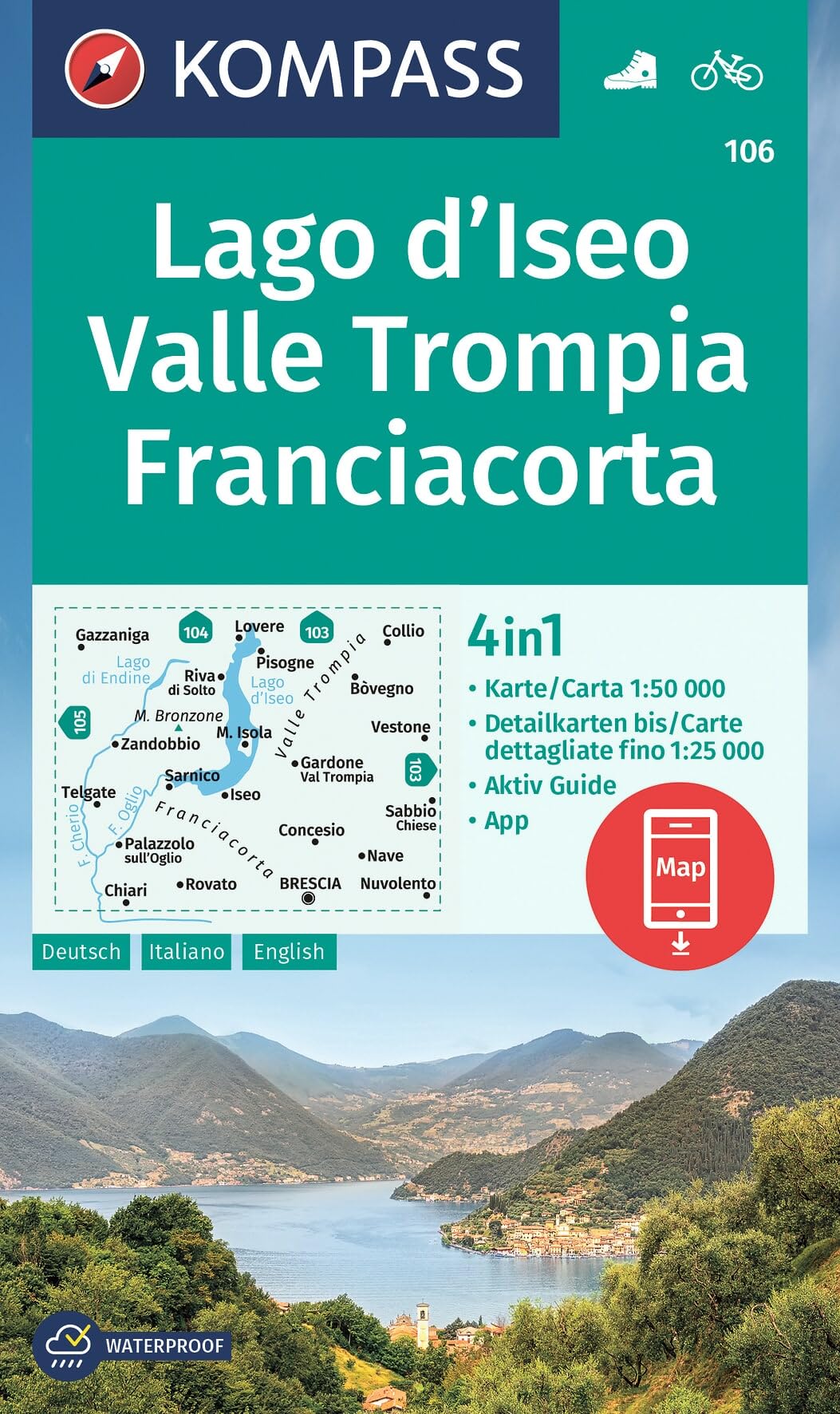 Lago d'Iseo / Valle Trompia / Franciacorta D/E/I (106): 1:50000
