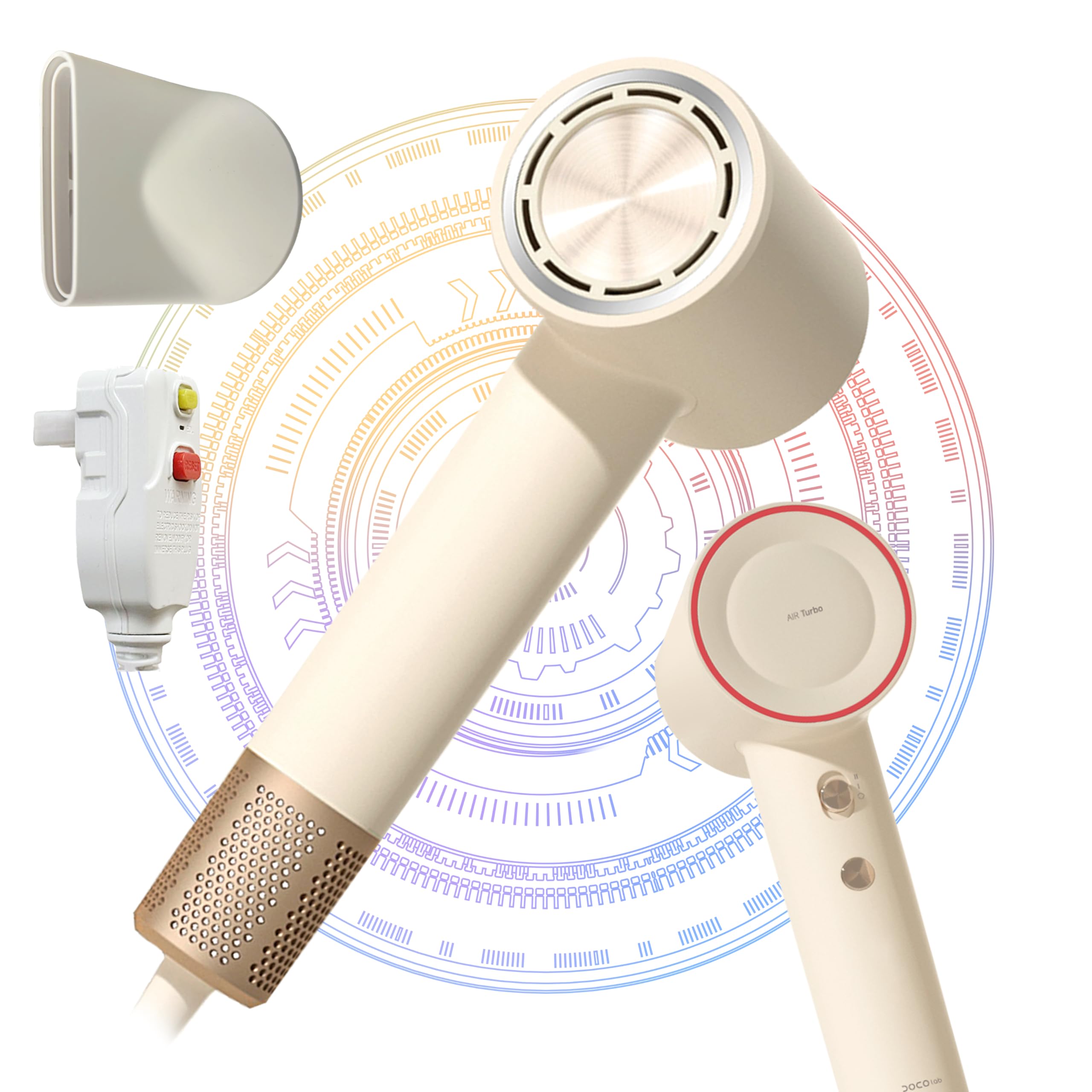 Hair Dryer Blow Dryer High-Speed Negative Ionic Hairdryer 110,000 RPM with Magnetic Nozzle Powerful Professional Four Temperature Control for Frizz-Free Hair Travel Portable Design (White)