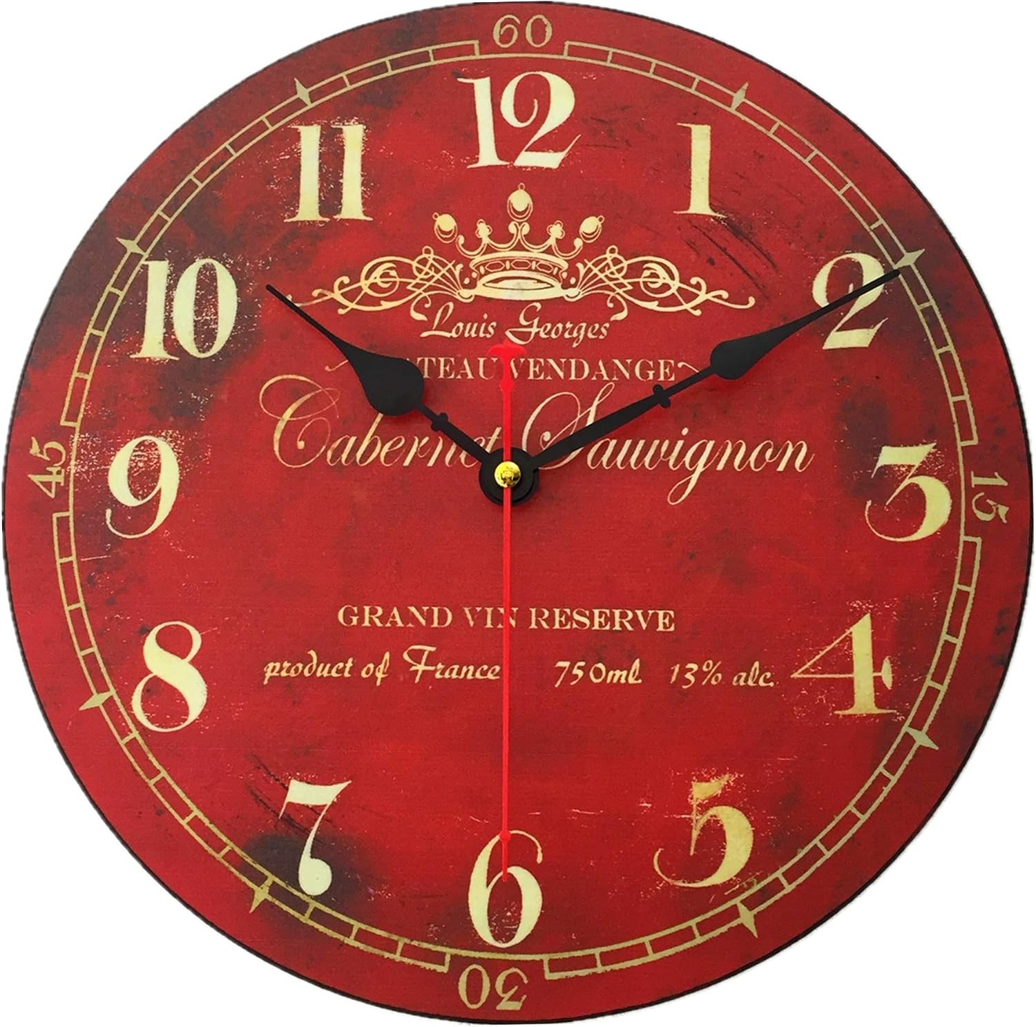 Buy 16 Inch Thick Wood Wall Clock Vintage Red Home Decorative Analog Clock For Bedroom Living Room Kitchen Cafes Office