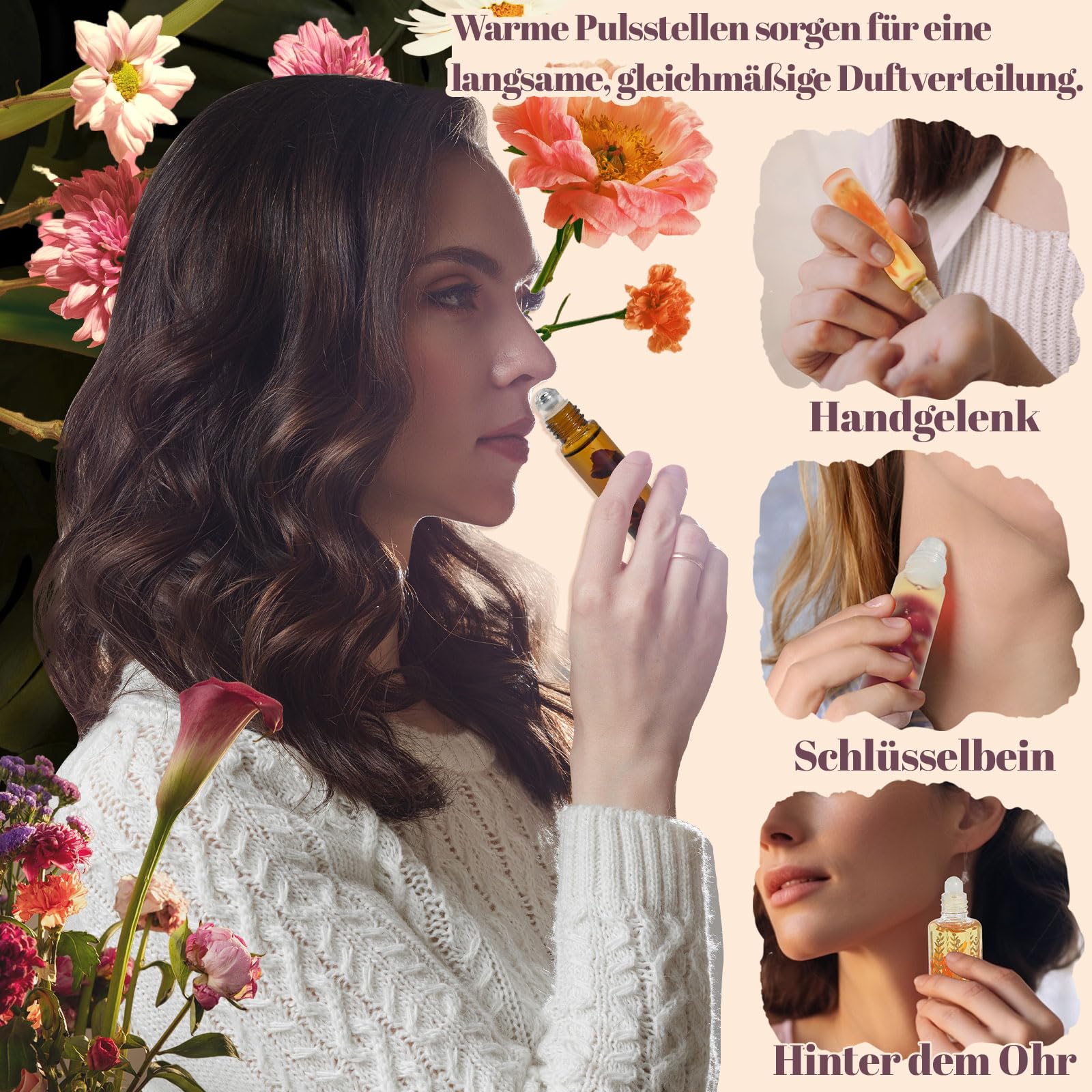 JUYRLE Parfüm Selber Machen Set, Kreative Bastelset Erwachsene DIY Set | Roll-On Perfume Oil Making Kit, Mini Düfte Roller mit Ätherisches Öl Klein Sprühflasche, Als Geschenk für Damen / Frauen