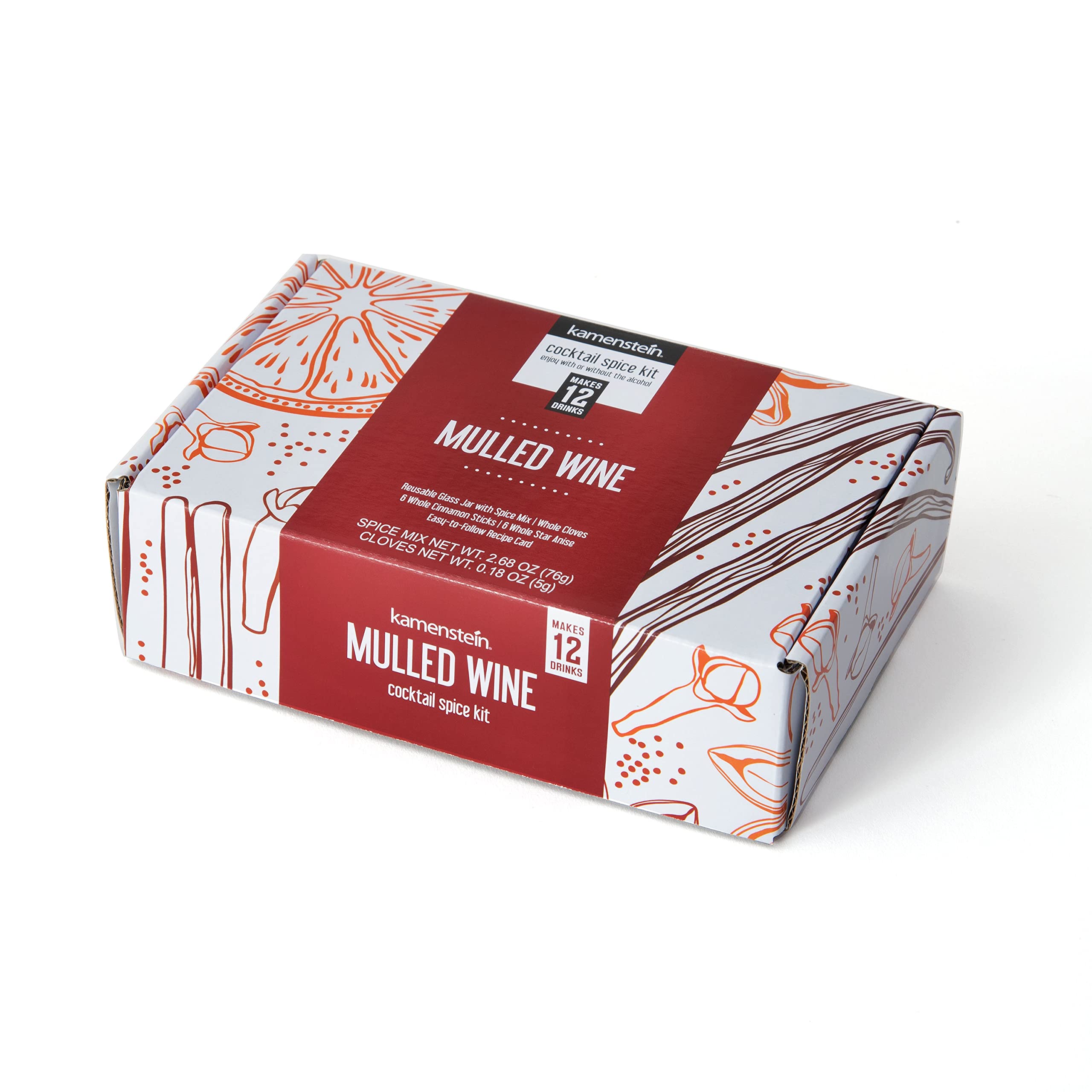 Kamenstein Glühwein-Cocktail-Set, Geschenkbox enthält alles, um die perfekte Saison für 12 Portionen, vorgemessene Gewürze, Geschenk, Urlaubsunterhaltung oder Hosting, 17 x 10 x 5 cm