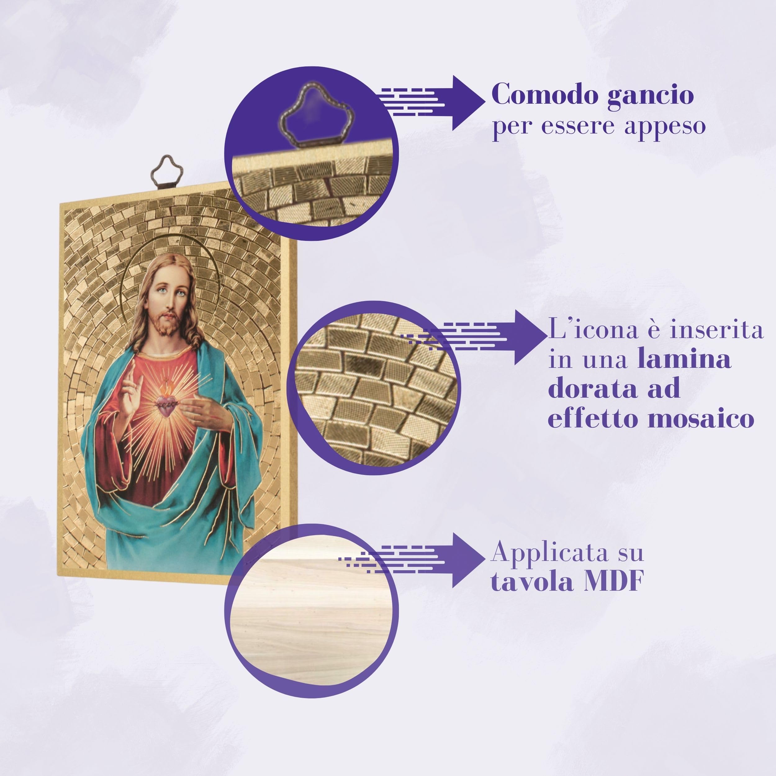 F.LLI BONELLA FRATELLI BONELLA, Religious Bedroom Picture Heart of Jesus and Dedicated Prayer in Italian - Image 4