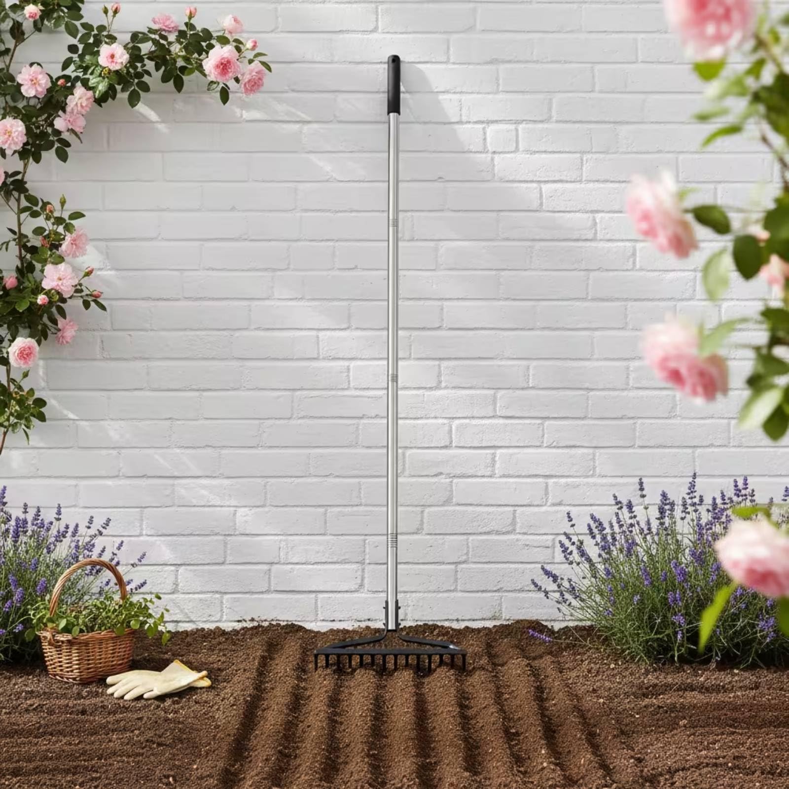 Baoblaze Rastrillo de Jardín Rastrillo Escarificador Herramienta para con Cabeza Firme y Eje Segmentado para Trabajo Prolongado Adecuado para Huertos Mantenimiento de Terrenos