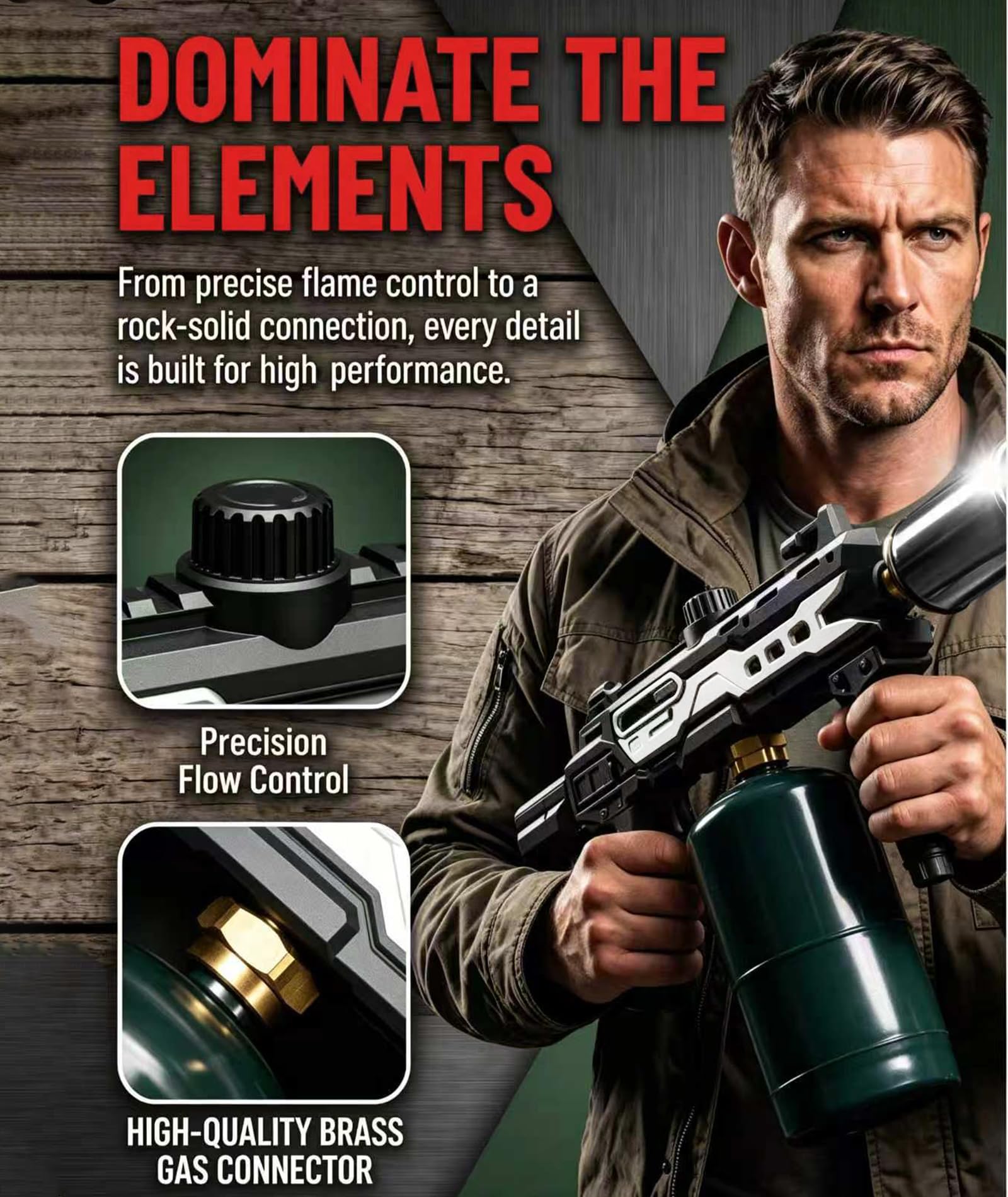 Potente pistola de propano, regalo para hombres y padres, soplete culinario de cocina para asar filetes, iniciador de carbón para fogata para accesorios de parrilla Blackstone (tanque no incluido