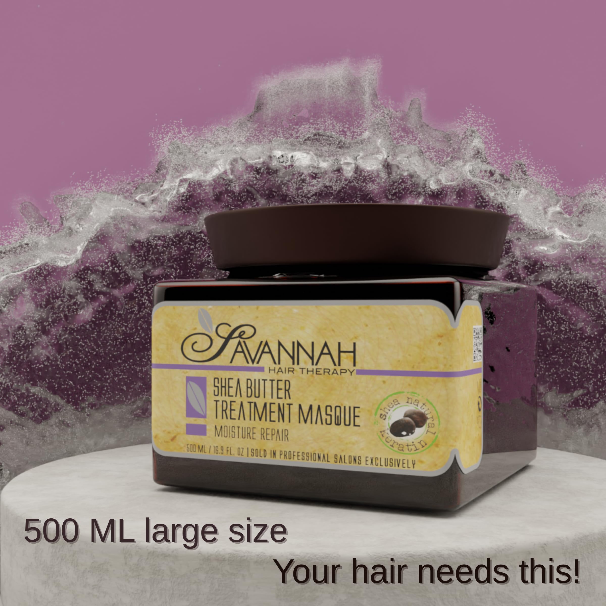 Savannah Hair Therapy Keratin Shea Butter Hair Mask for Deep Conditioning | Shea Butter Vitamins A E F Sulfate & Paraben Free For Dry Damaged Curly Color Treated Bleached Hair Anti Frizz product thumbnail 5