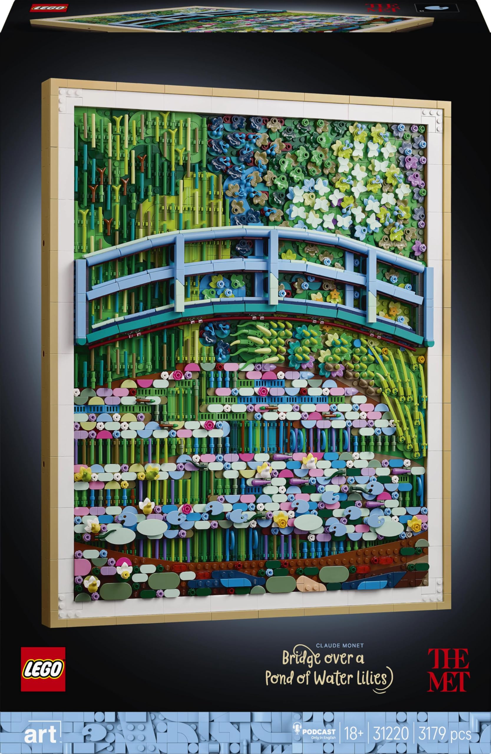 LEGO Art Claude Monet : Le Bassin aux Nymphéas, Harmonie Verte - Set de Construction pour Adulte - Décoration Murale 3D pour la Maison - Maquette de Tableau Impressionniste - Idée Cadeau DIY 31220