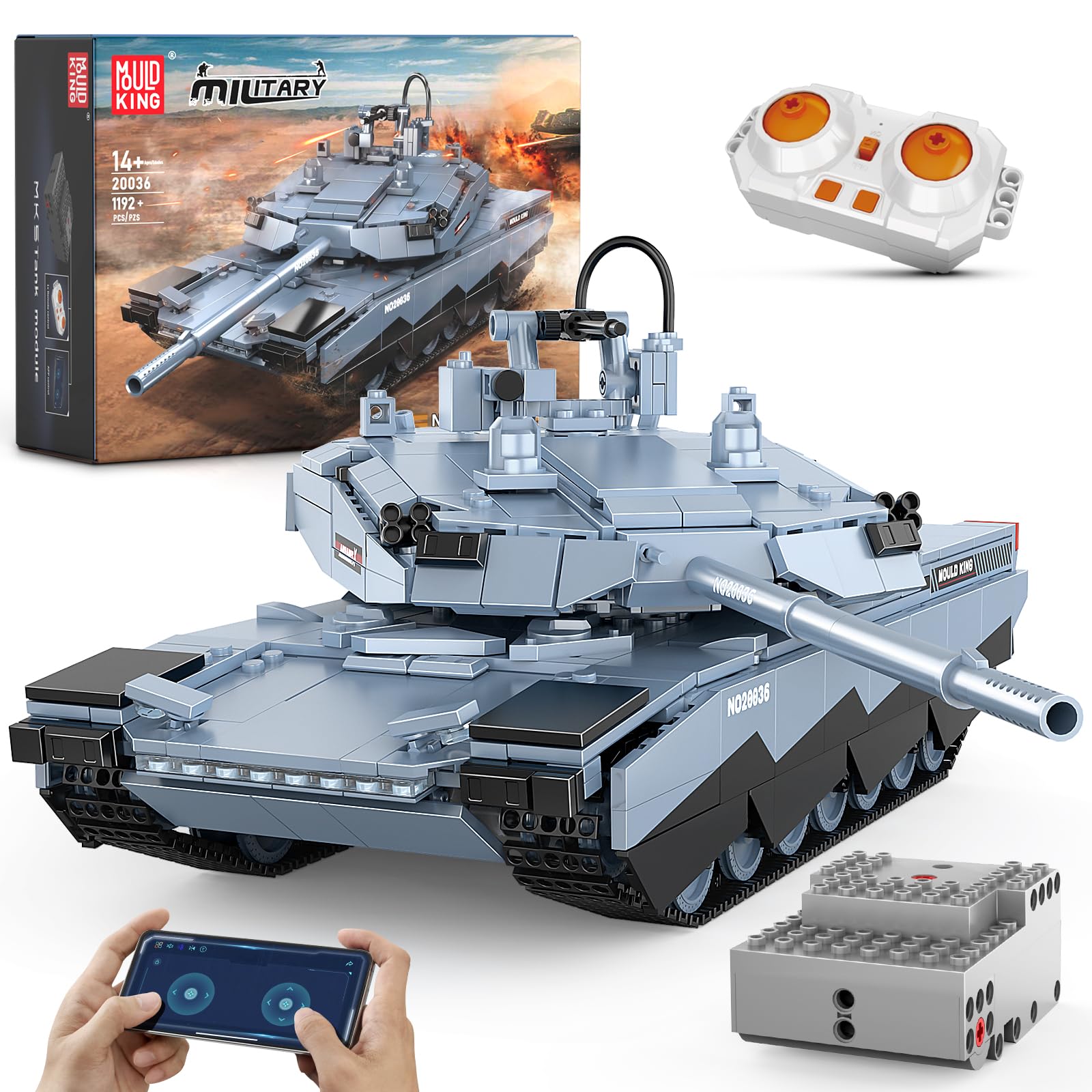 Amazon.com: Mould King RC Tank WW2 Abrams-X Building Sets, 20036