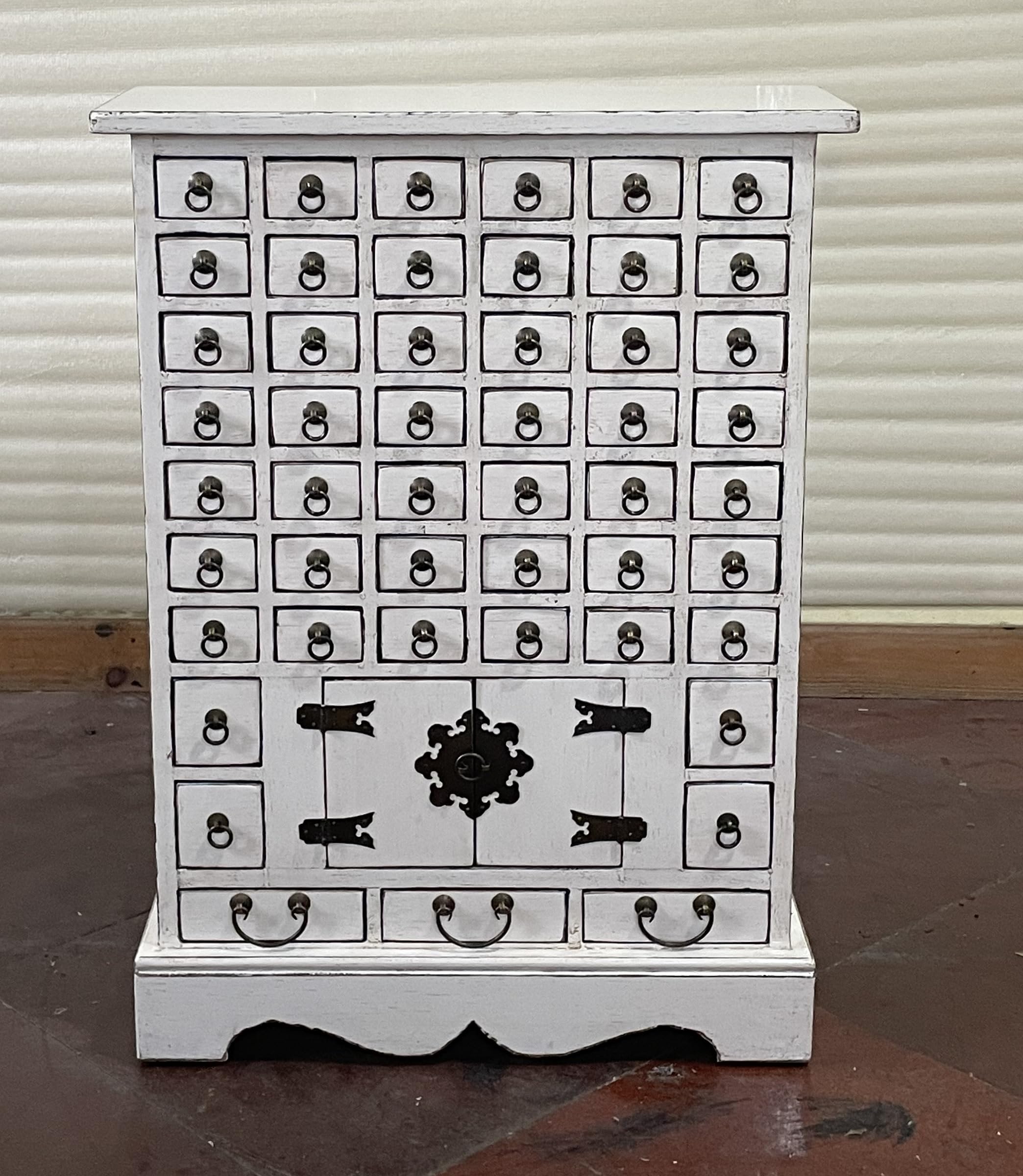 Kunibert Armoire à pharmacie antique - Buffet - Commode - Largeur : 68 x hauteur : 91 cm - Bois massif - Blanc