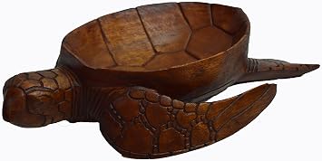 Huge Extra Large Hand Carved Mahogany Wood Nautical Turtle Bowl
