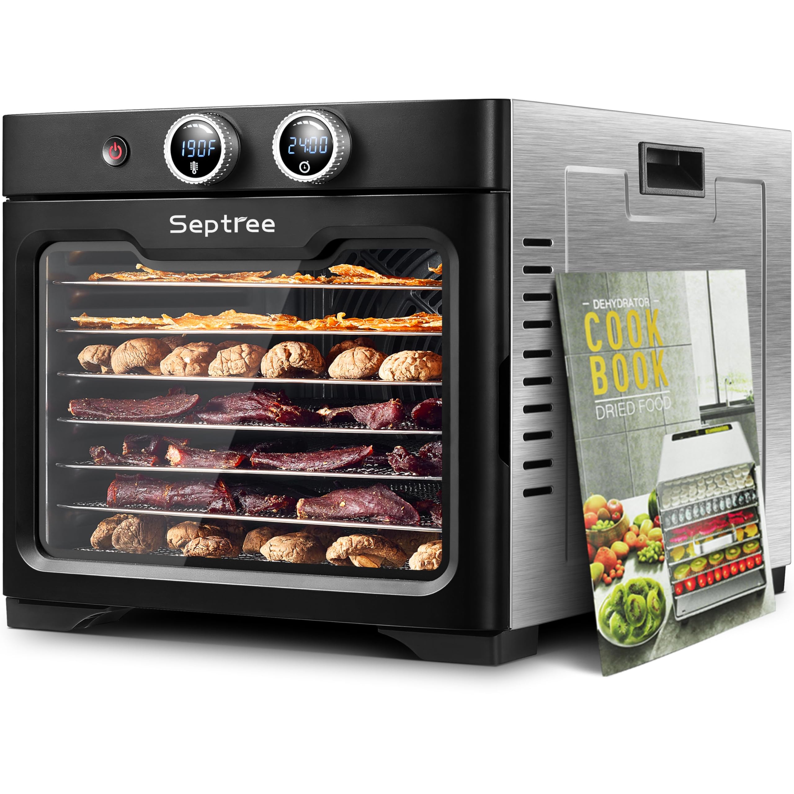 Household Food Dehydrators Machine best sellers,Dryer 8 Stainless Steel Trays Hold 10 lb Meats , 24 H Digital Timer, 190 °F Temperature Control, for jerky, Herb, Fruit,dehydrator commercial