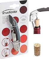 Trudeau Maison Double Lever Corkscrew - Effortless 50% Less Pull Wine Opener with Serrated Foil Cutter, Silver/Black