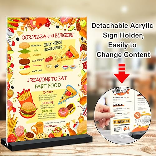 Miniatura 2 de Soporte acrílico de 8.5 x 11 pulgadas, soporte vertical de doble cara para mesa, marcos de fotos de papel transparente con base negra, soporte de