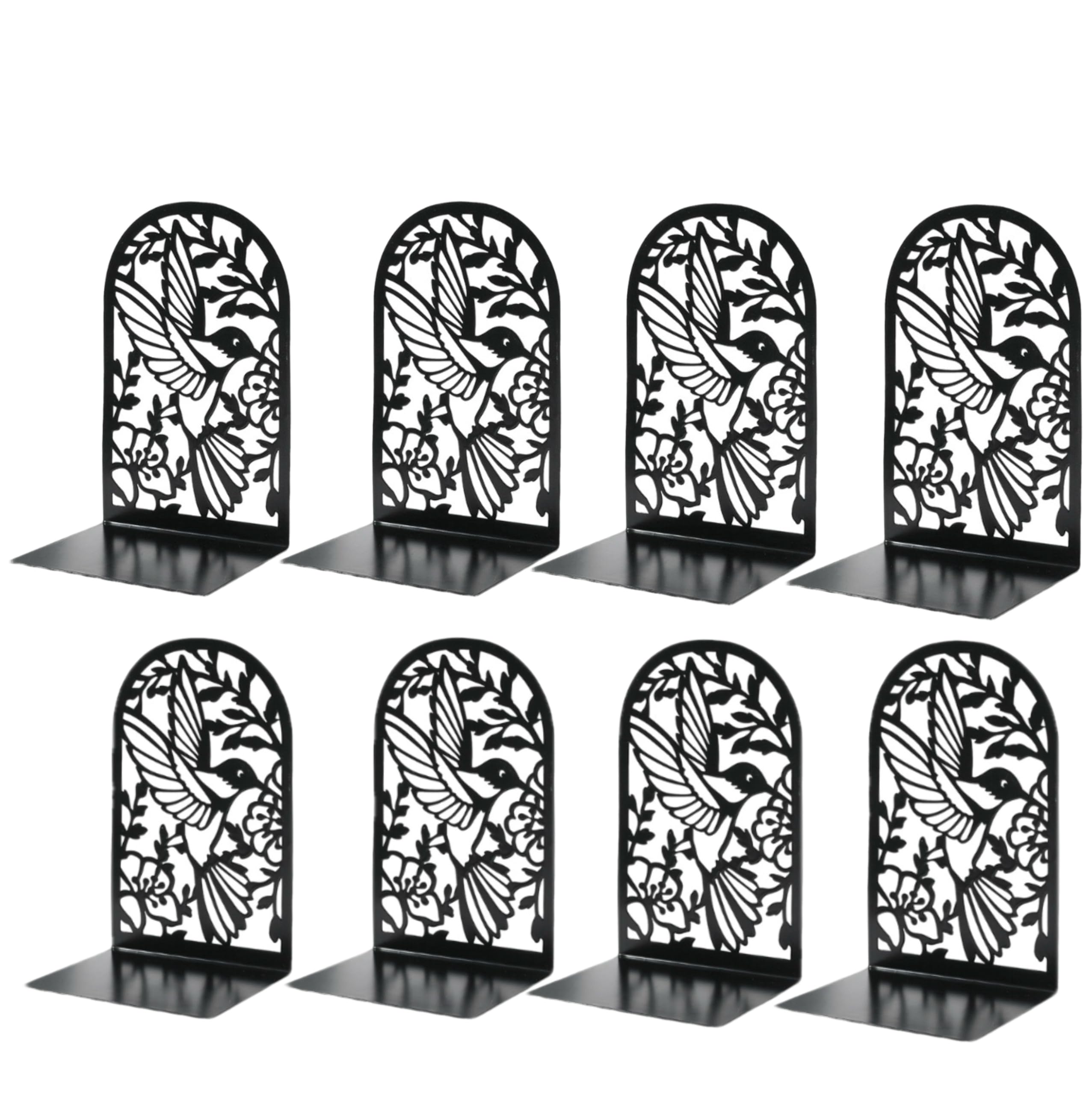 Deefongo Book Ends, Book Ends for Shelves 4 Pair Bookends Heavy Duty, Heavy Duty Metal Bookends for Home Office, Library