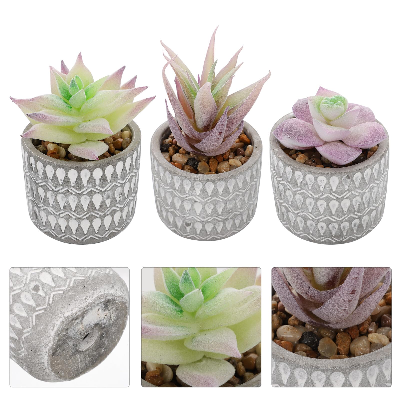 IMIKEYA Plante Artificielle en Céramique et Plastique 3 Pièces Succulente