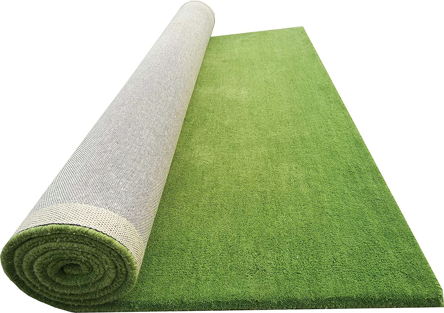 Soft Woolen Handmade Export Area Rug Solid Plain 2x6 ft for Bedroom, Living Room, Hallway Green Color