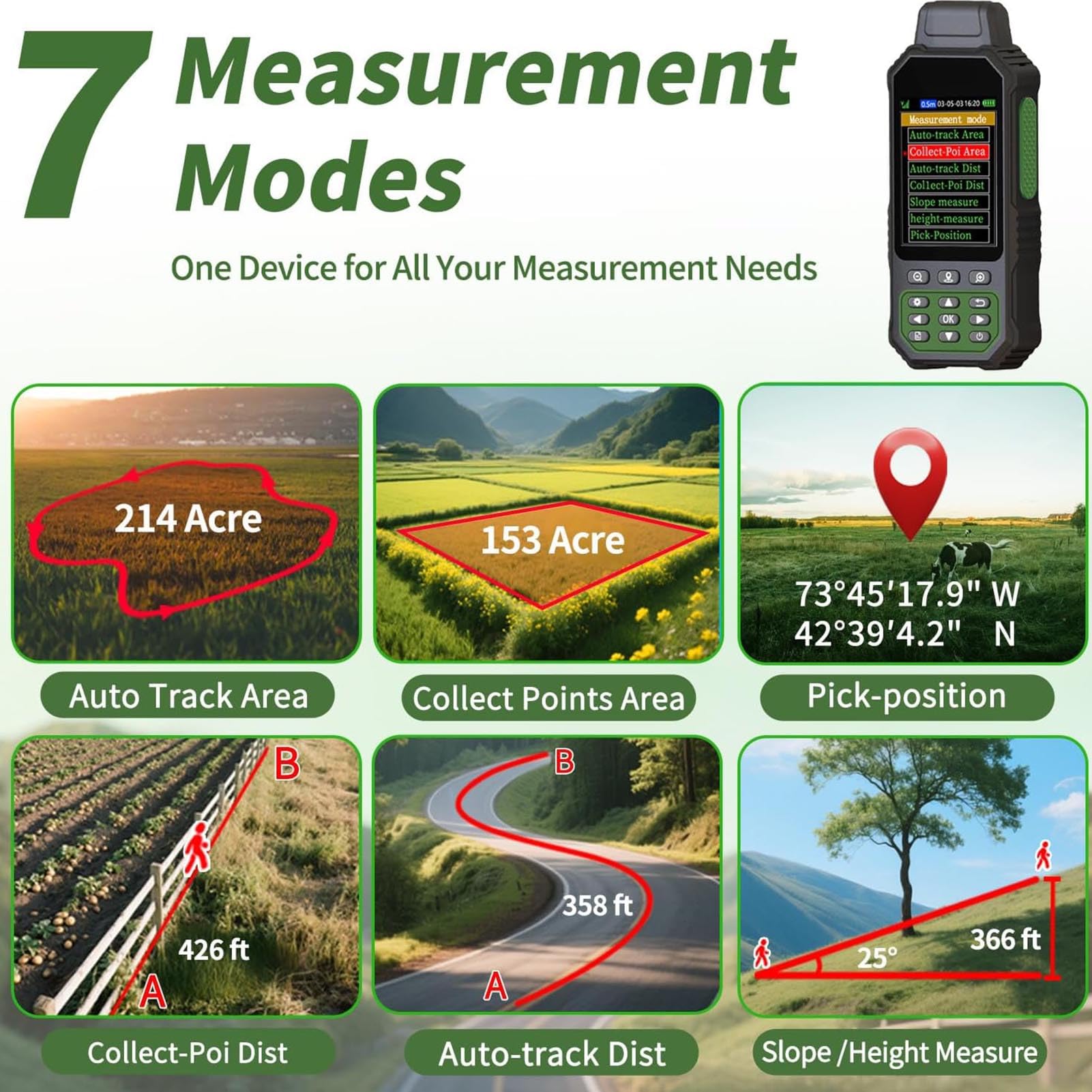 Équipement D'arpentage GPS Récepteur De Mesure avec Écran Couleur 3,2 Pouces 7 Méthodes pour Levé Topographique