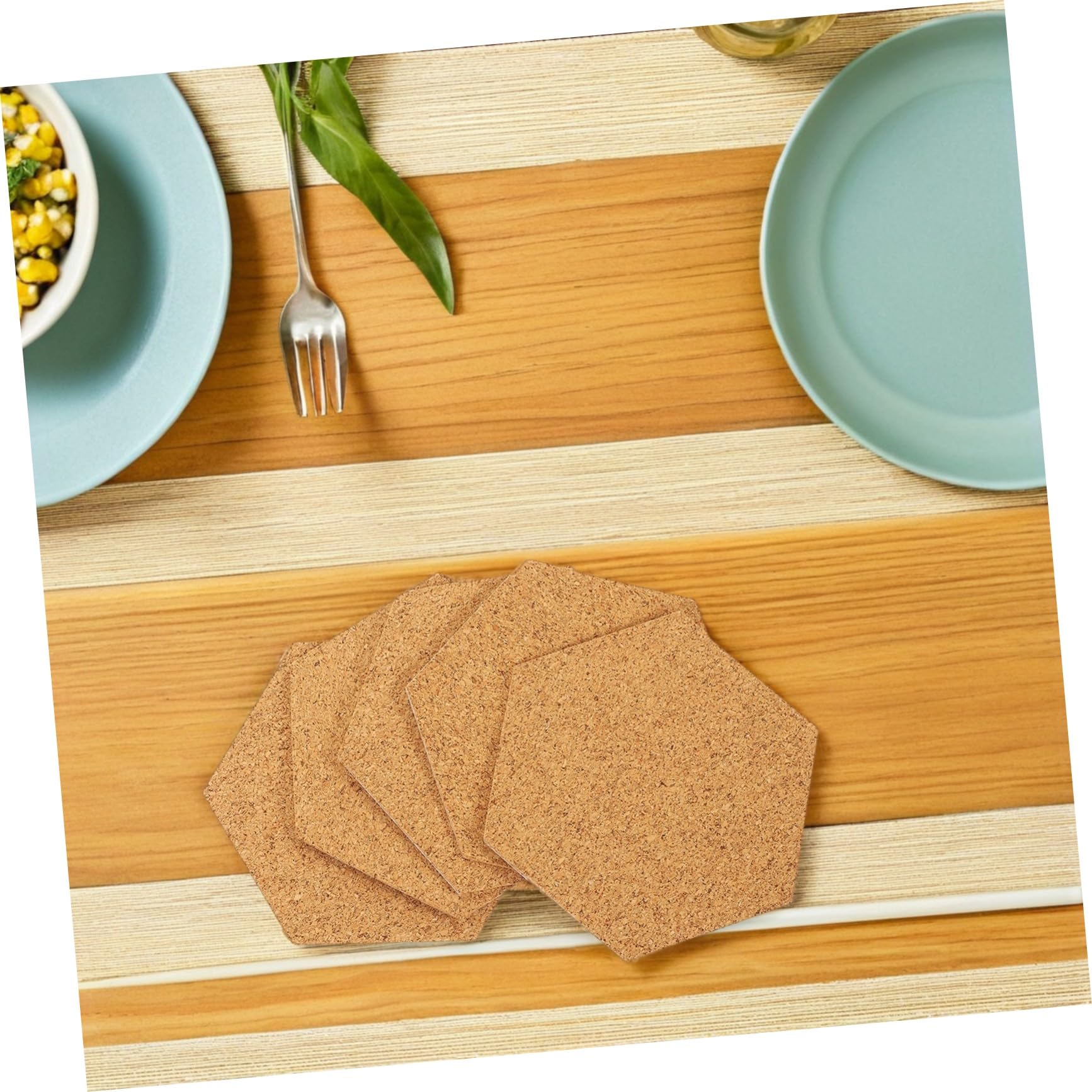 Hohopeti Dalles Hexagonales Autocollantes en Liège 2 Mm pour Loisirs Créatifs et Décoration Intérieure, 120 Pièces, Support Adhésif Simple Face, Sous-verres et Tableau Mural, Usage Maison