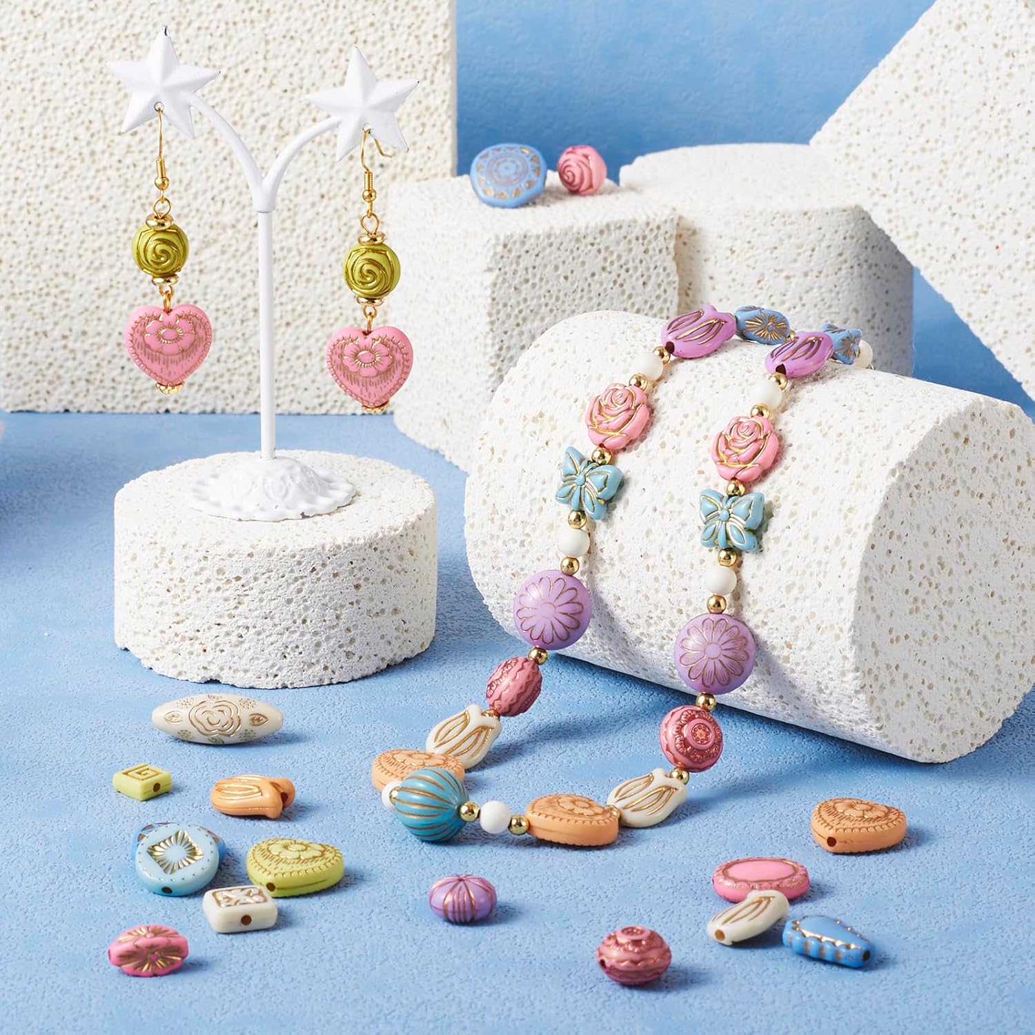 KISSITTY 100G Assorted Acrylic Aesthetics Beads Colorful Metal Enlaced Antique Beads Butterfly Flower Craft Spacer Beads for Jewelry Making Bracelet Necklace Earrings DIY 8-17x8-18x3.5-10mm - Image 3