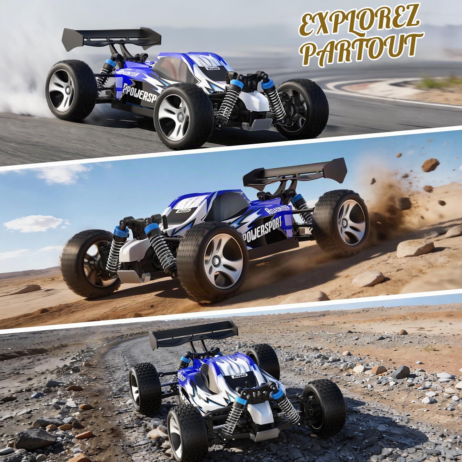 SIMREX RC 1:18 4x4 Voiture de Course Haute Vitesse, 40+ MPH - Télécommande