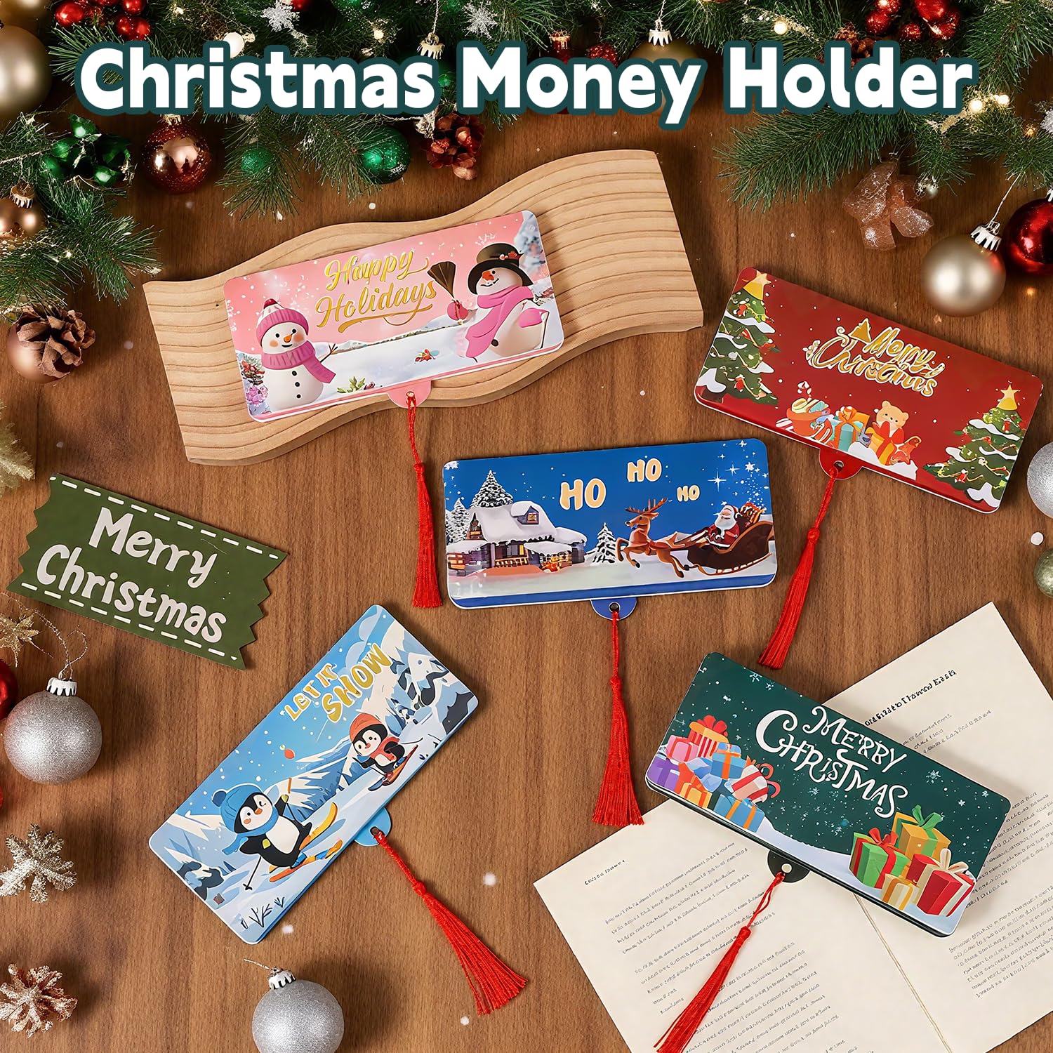 Weihnachts Geld Geschenkkartenhalter Mit 10 Fächern - Überraschungsbox Zum Selberbefüllen (Design B)