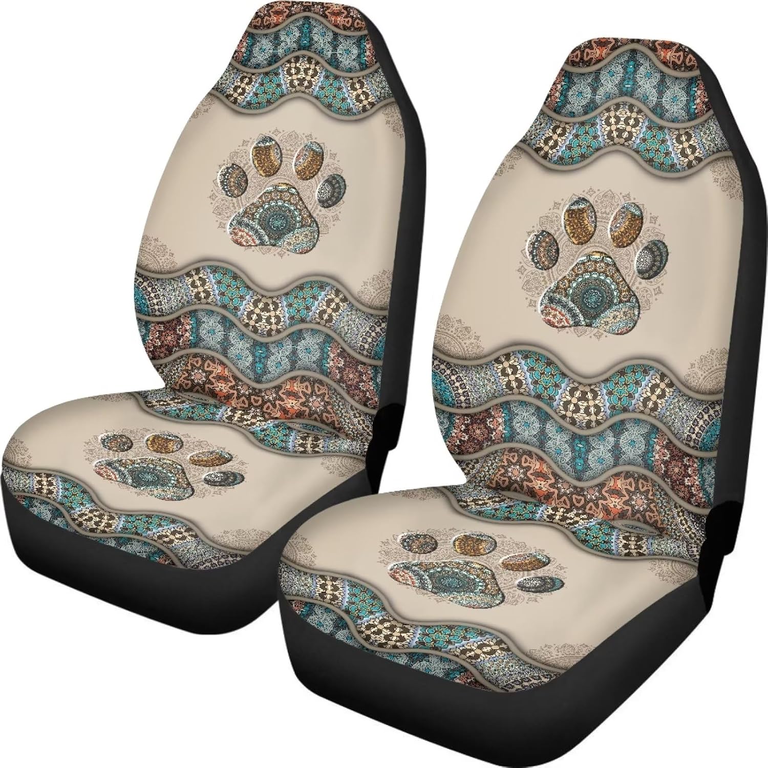 Talayituse Boho Paw Print Car Seat Covers Full Set of 2