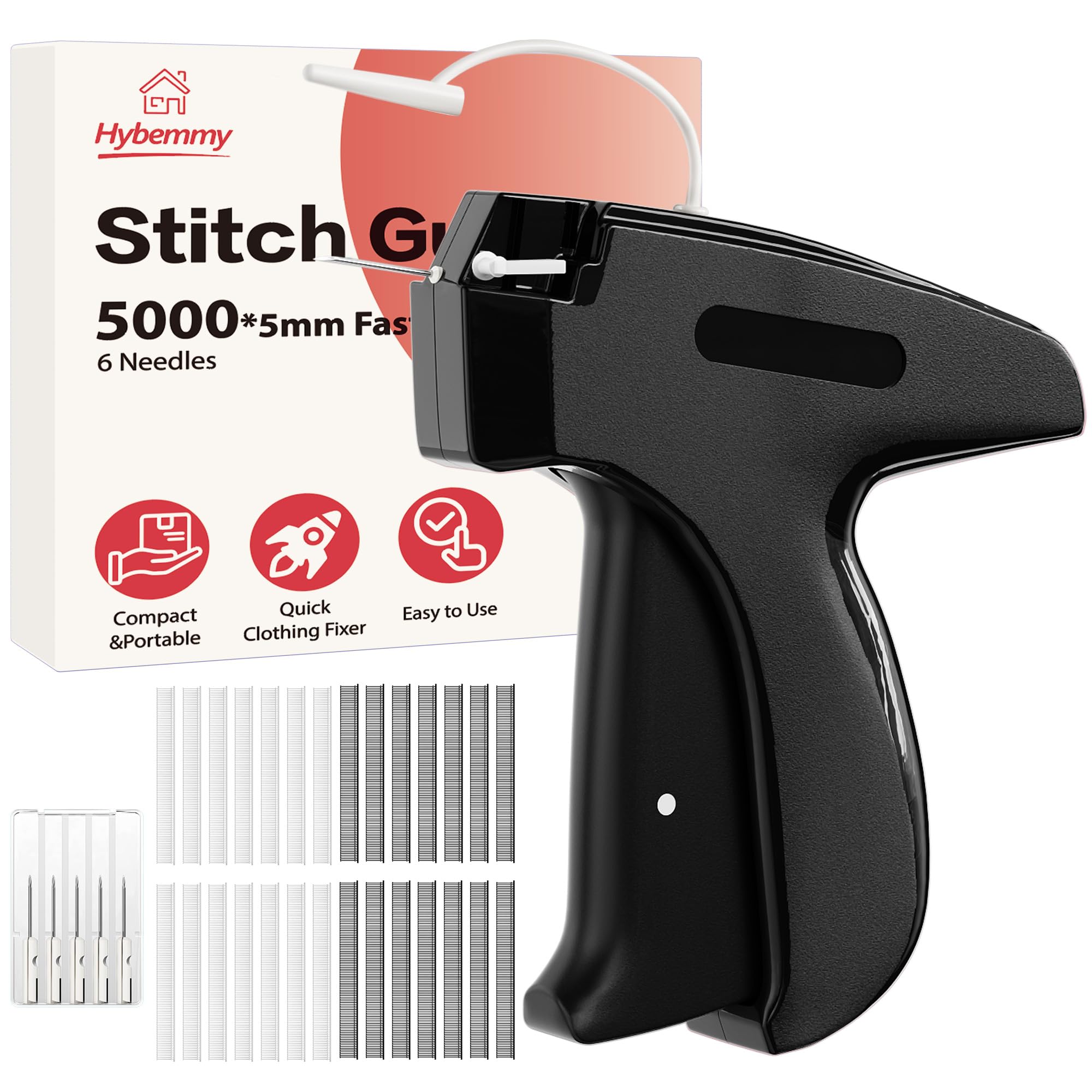 Stitch Gun for Clothes, Tagging Gun, Quick Clothing Fixer, Black
