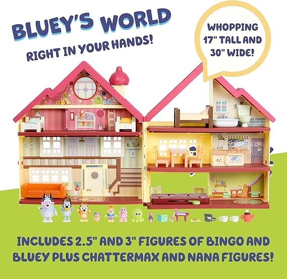 Bluey House Playset for Kids, XL Ultimate Interactive Lights and Sounds Playhouse Toys, Includes Dance Floor, Dollhouse, Toy Set Ages 3+