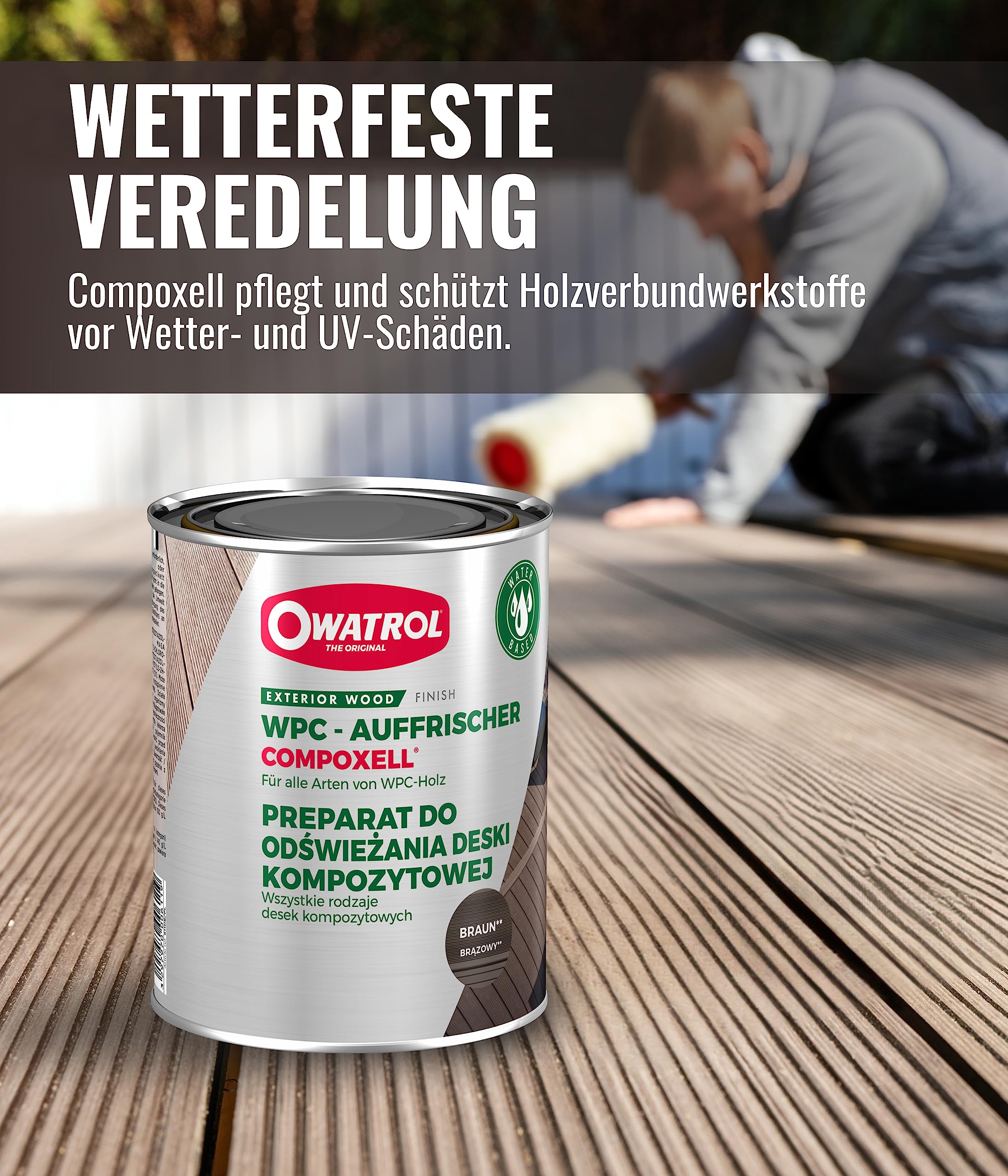 Compoxell - Raviveur pour terrasse en bois composite - Owatrol - 2,5 L Brun
